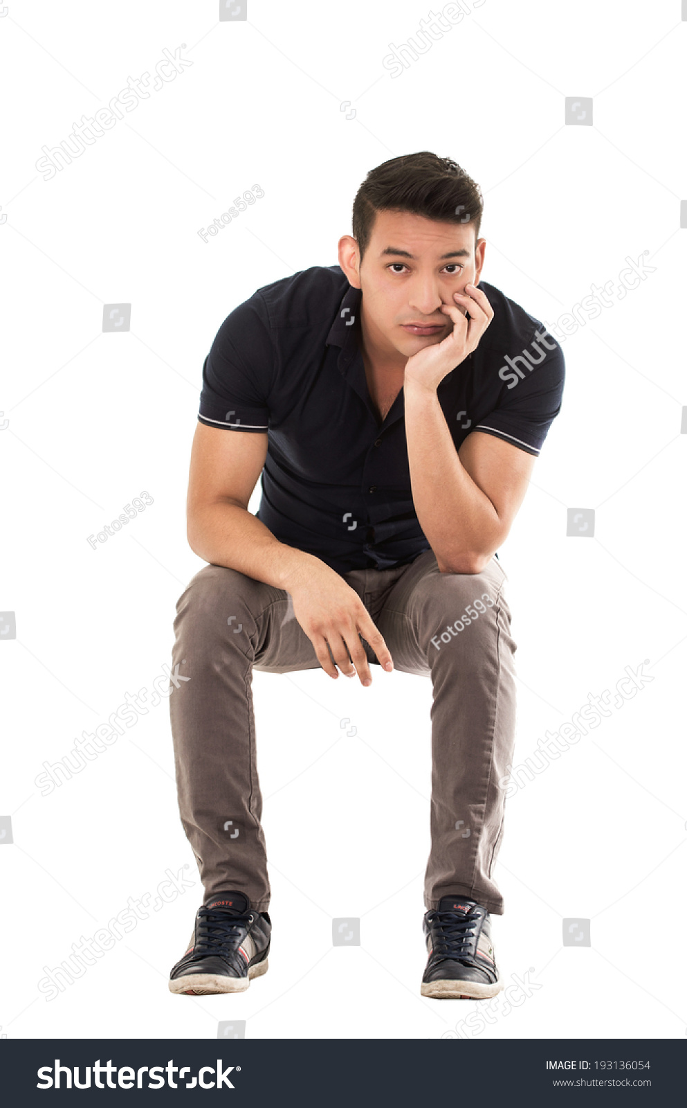 Man Sitting Bored Waiting On White Stock Photo 193136054 - Shutterstock