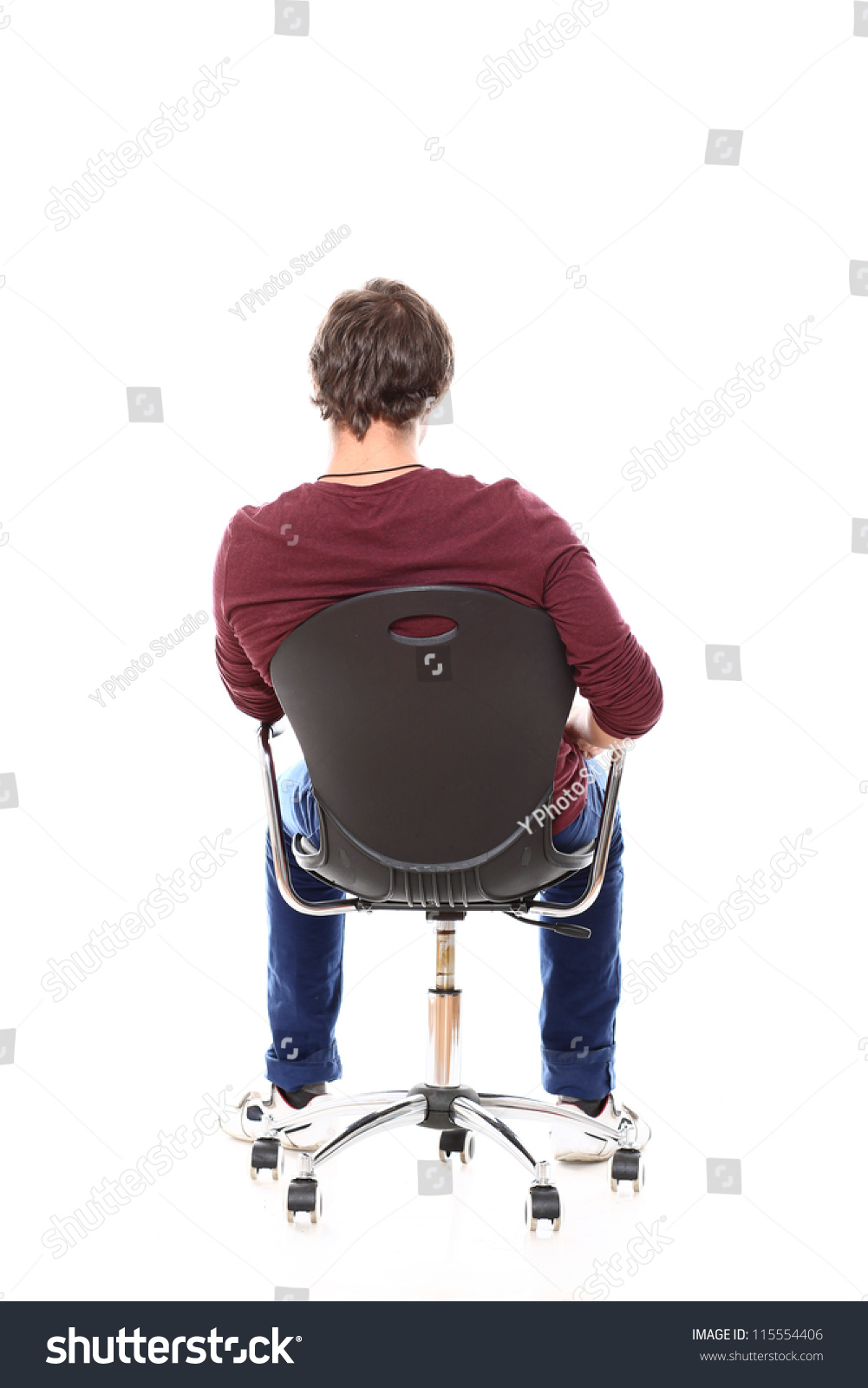 Man Sitting Chair His Back Camera Stock Photo 115554406 - Shutterstock