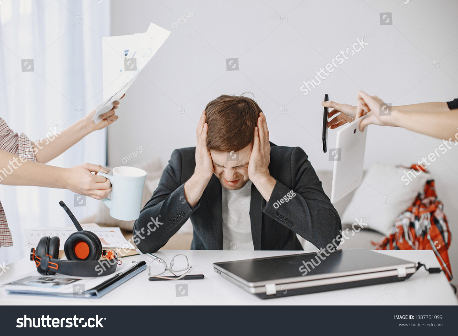 Man Sitting Living Room Home Sad Stock Photo (Edit Now) 1887751099