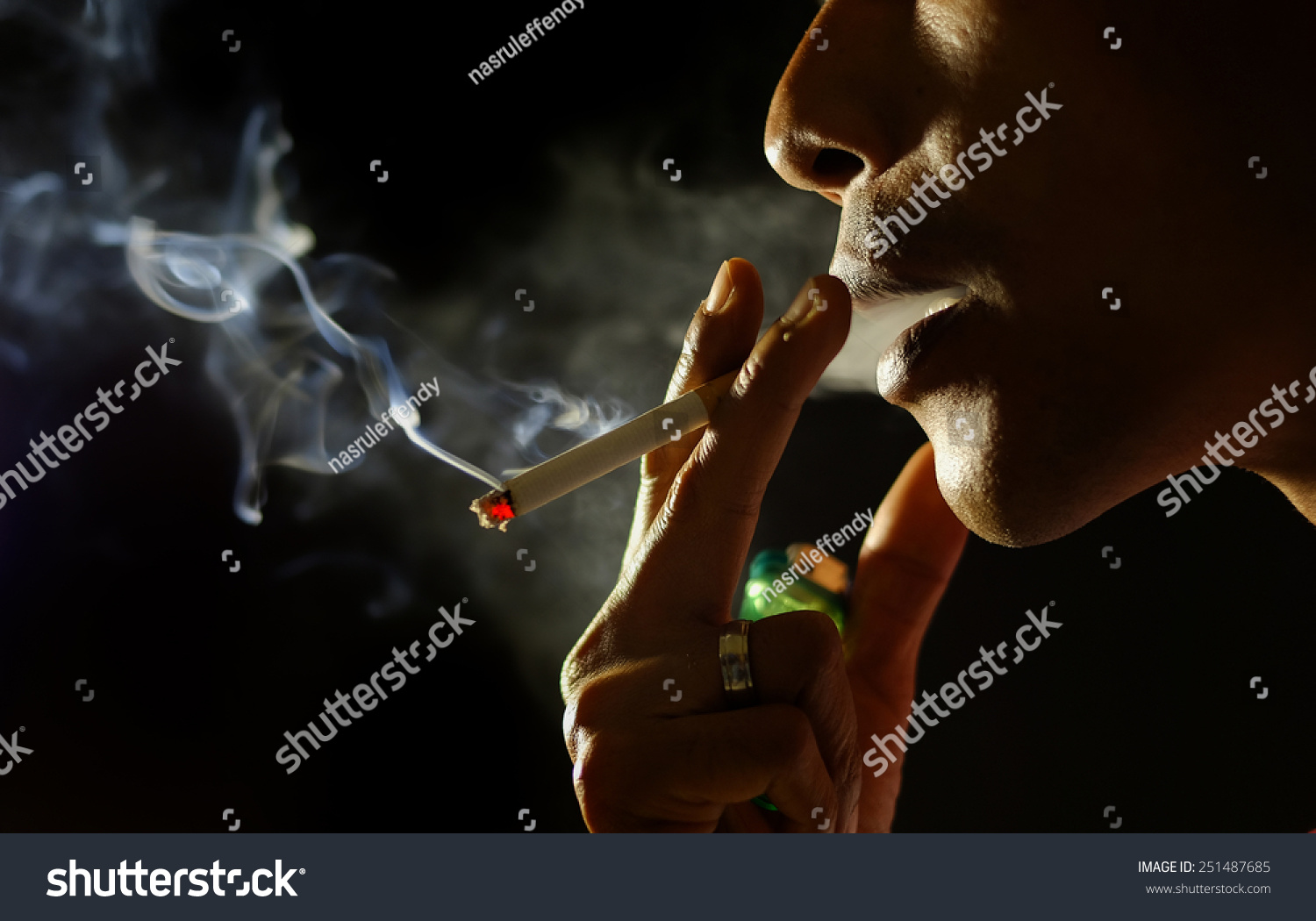 Man Smoking Cigarette Stock Photo 251487685 : Shutterstock