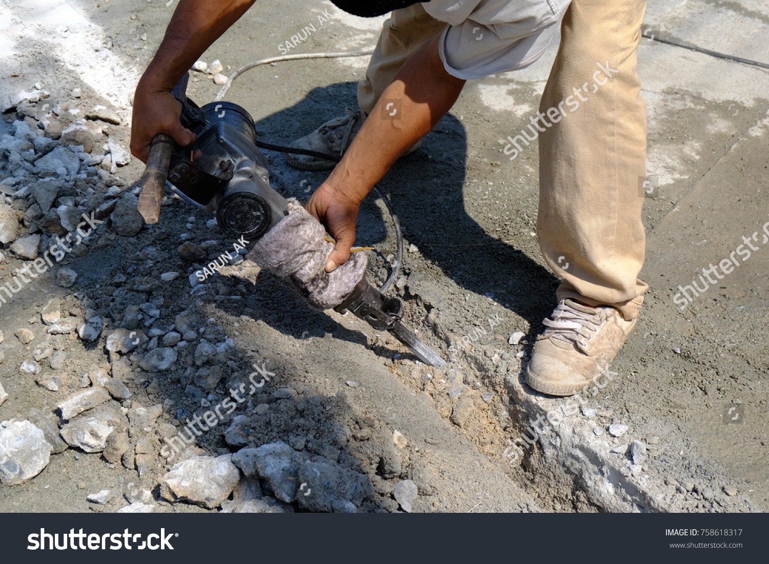 Man Using Concrete Extractor Machine Stock Photo (Edit Now) 758618317