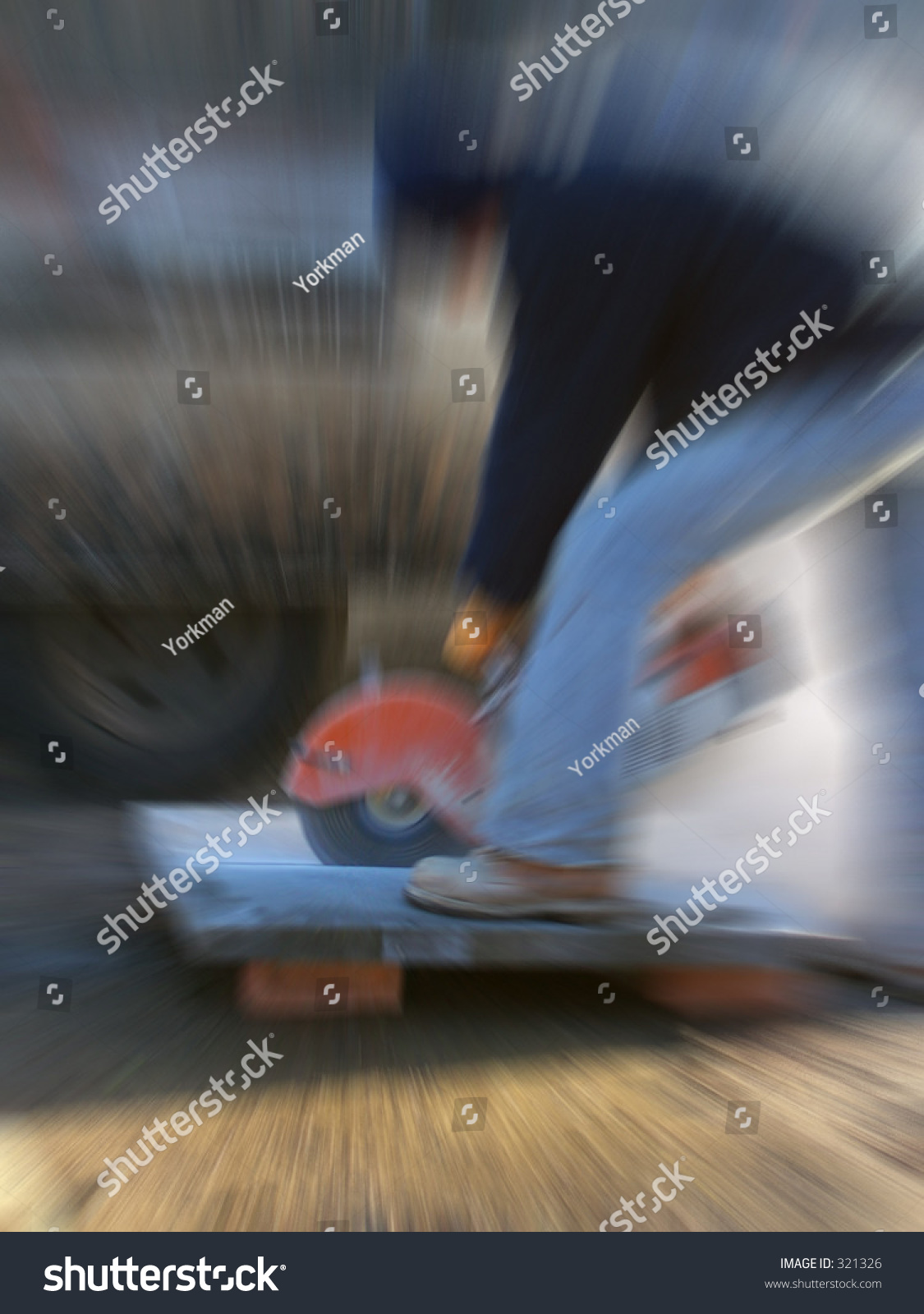  Ocean Colored Classic  Template Design Featuring Man Using Cutting Machine on Flagstones