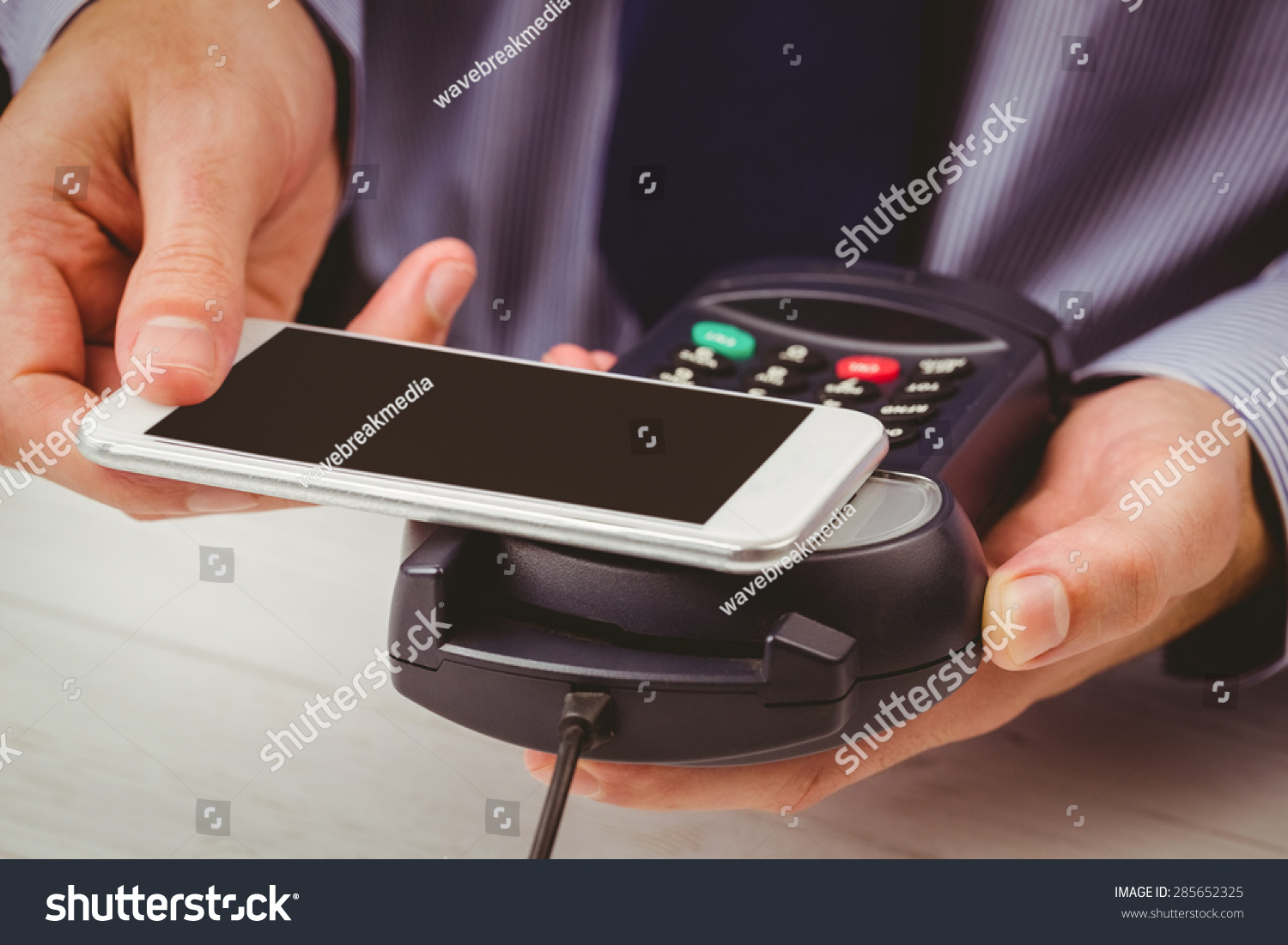  Tawny Brown Classic  Template Design Featuring Man Using Smartphone to Express Pay