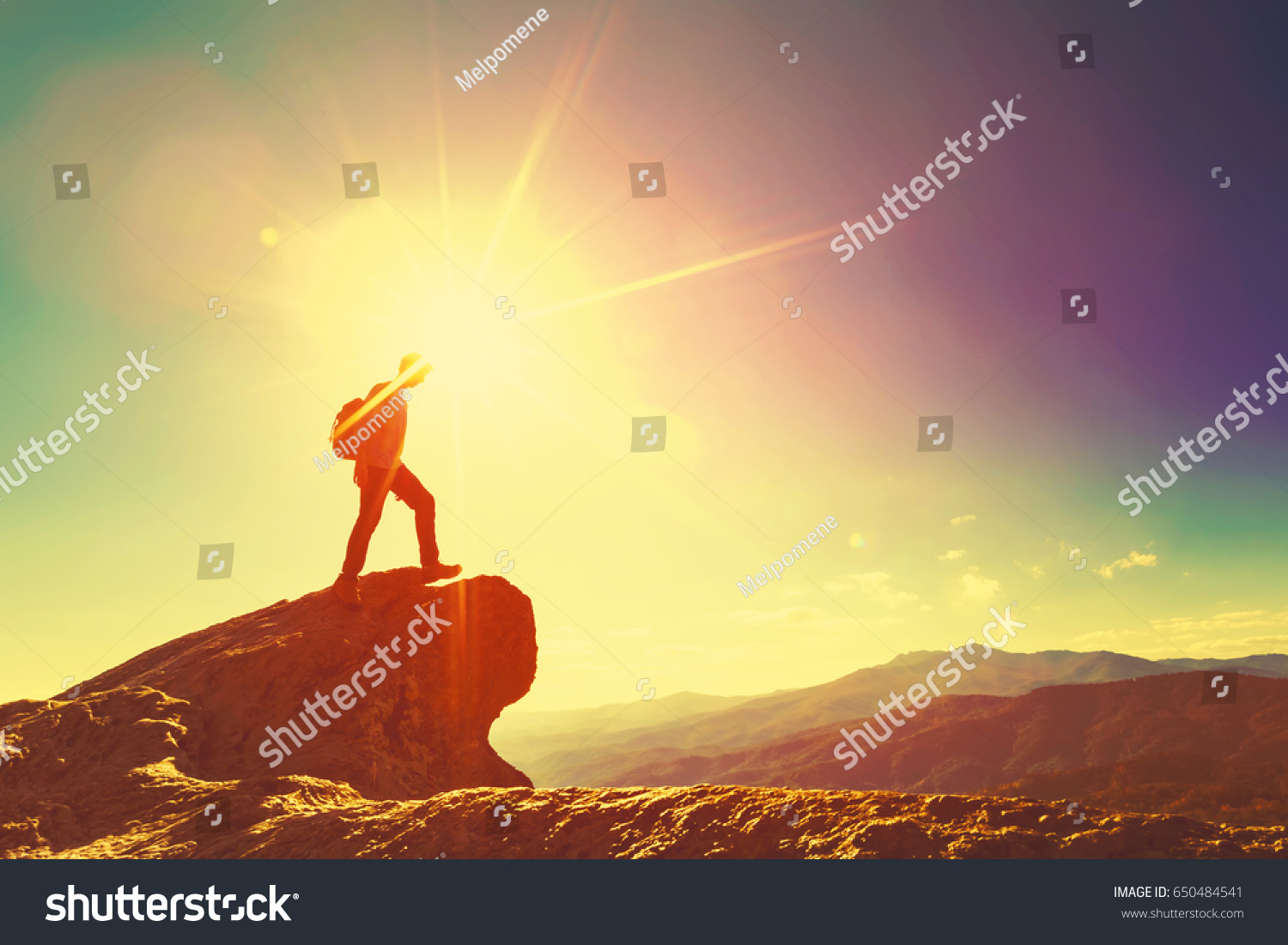 Man Walking On Edge Cliff High Stock Photo 650484541 | Shutterstock