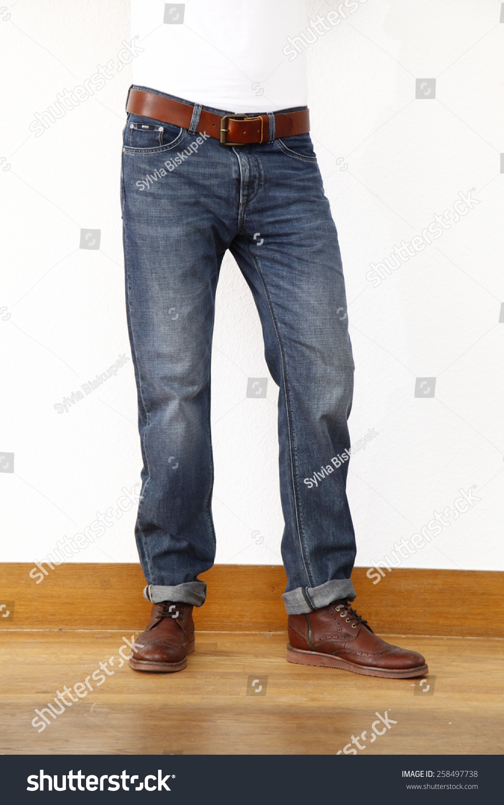 Man Wearing Jeans Pant Blue Jeans Stock Photo 258497738 - Shutterstock