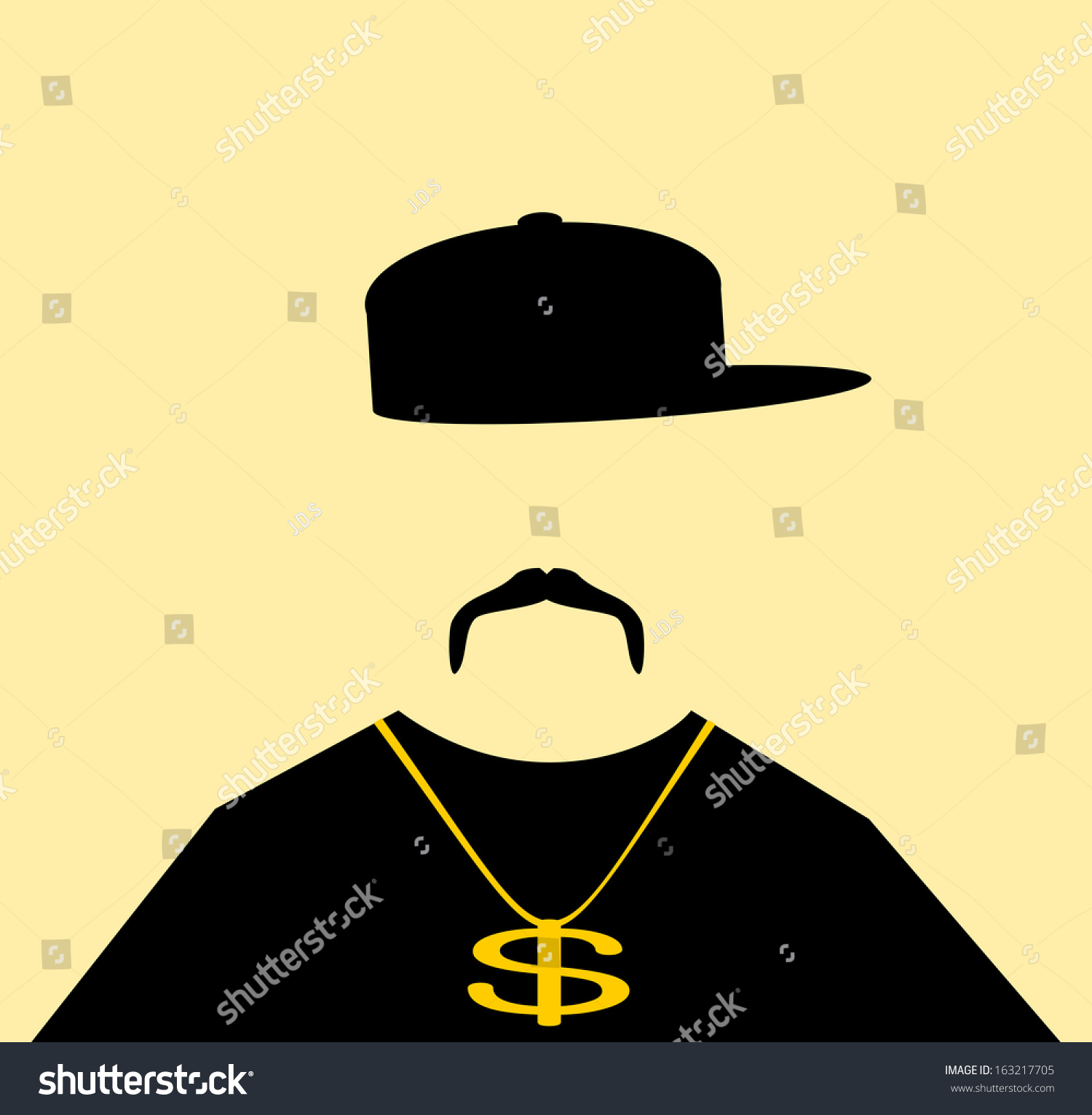 Man Wearing Urban Hip Hop Fashion With Gold Chain And Baseball Cap ...