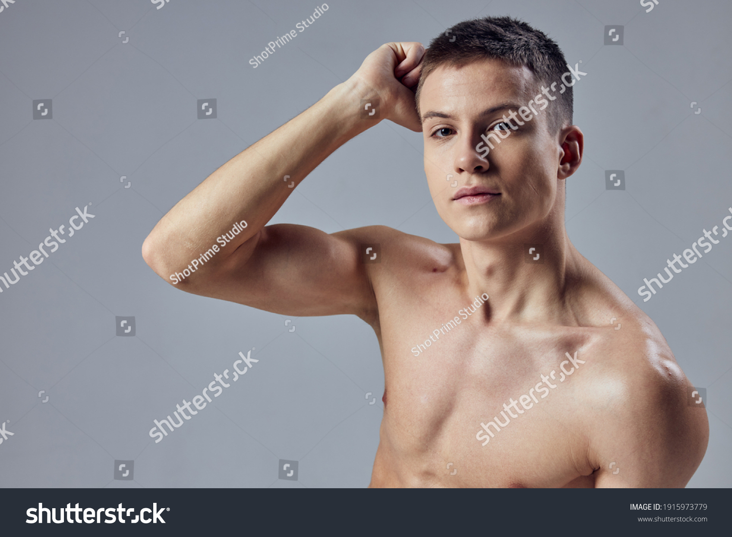 Man Bare Shoulders Athletic Physique Hand Stock Photo Shutterstock