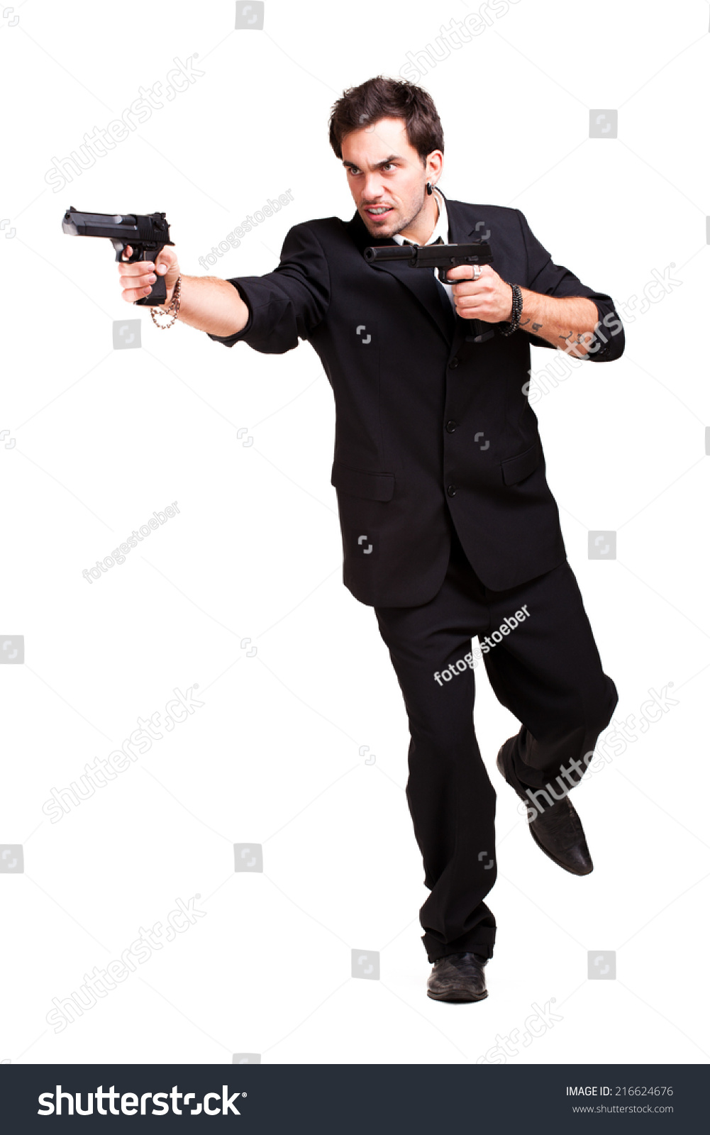 Man Guns On Isolated Background Stock Photo (Edit Now) 216624676