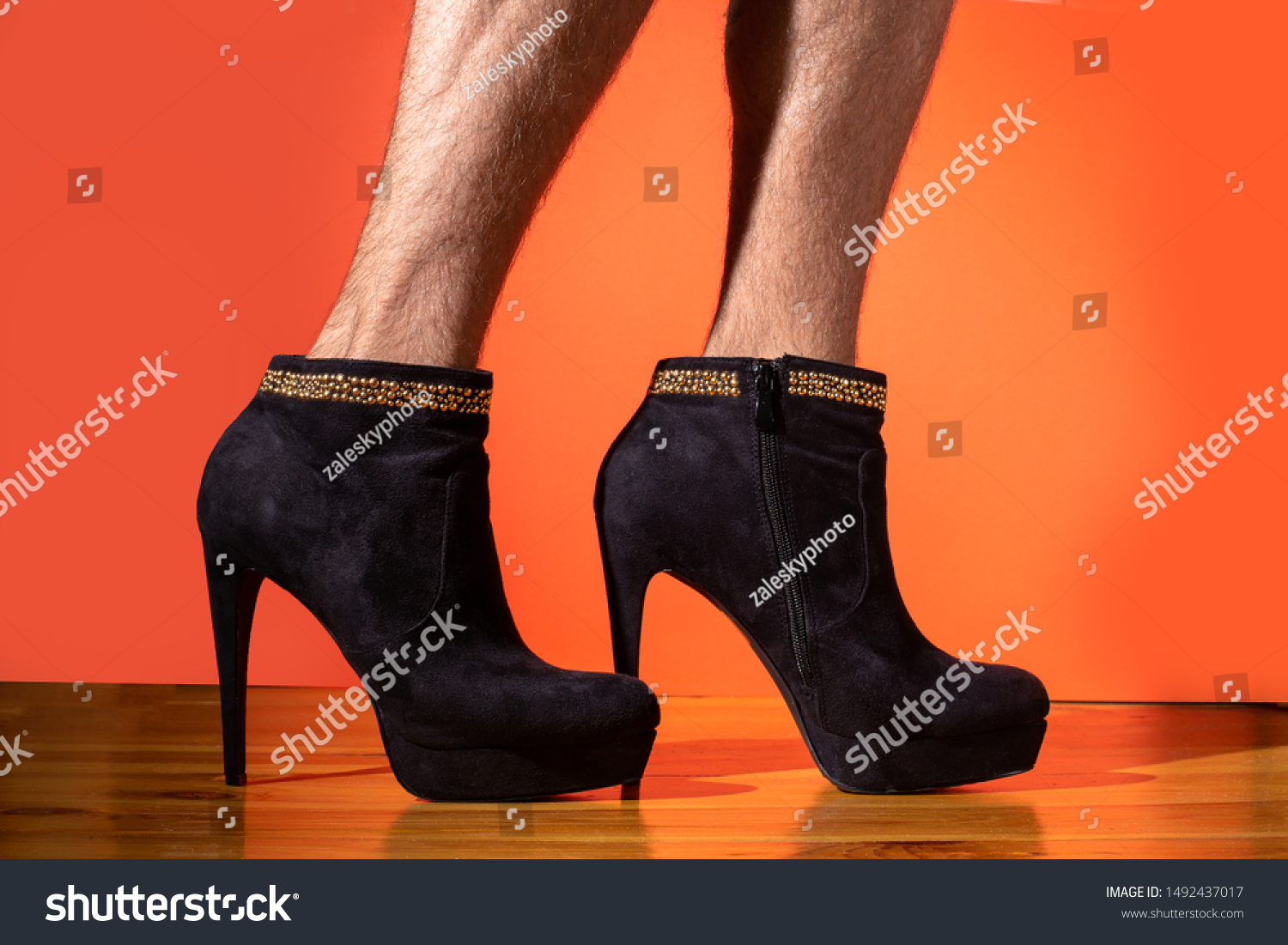 heels on man