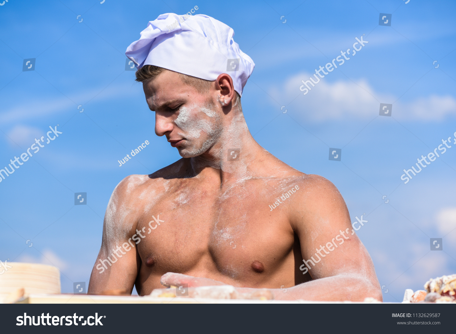 Man Muscular Sexy Torso Works Chef Stock Photo Shutterstock