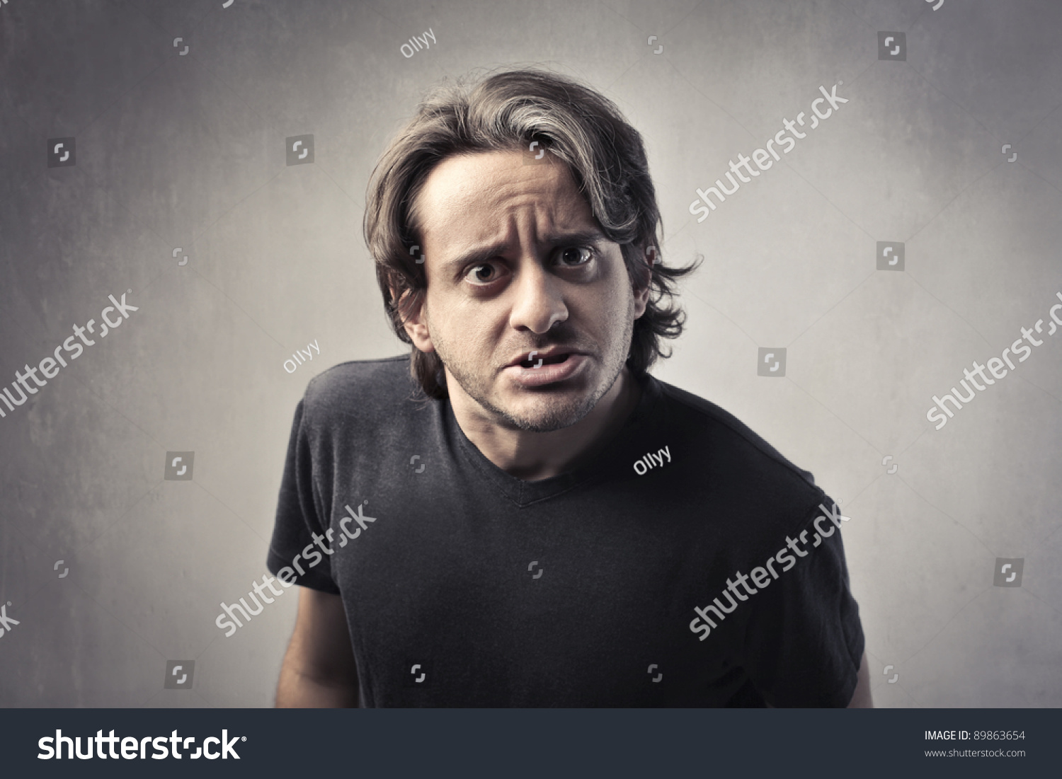 Man With Scared And Doubtful Expression Stock Photo 89863654 : Shutterstock