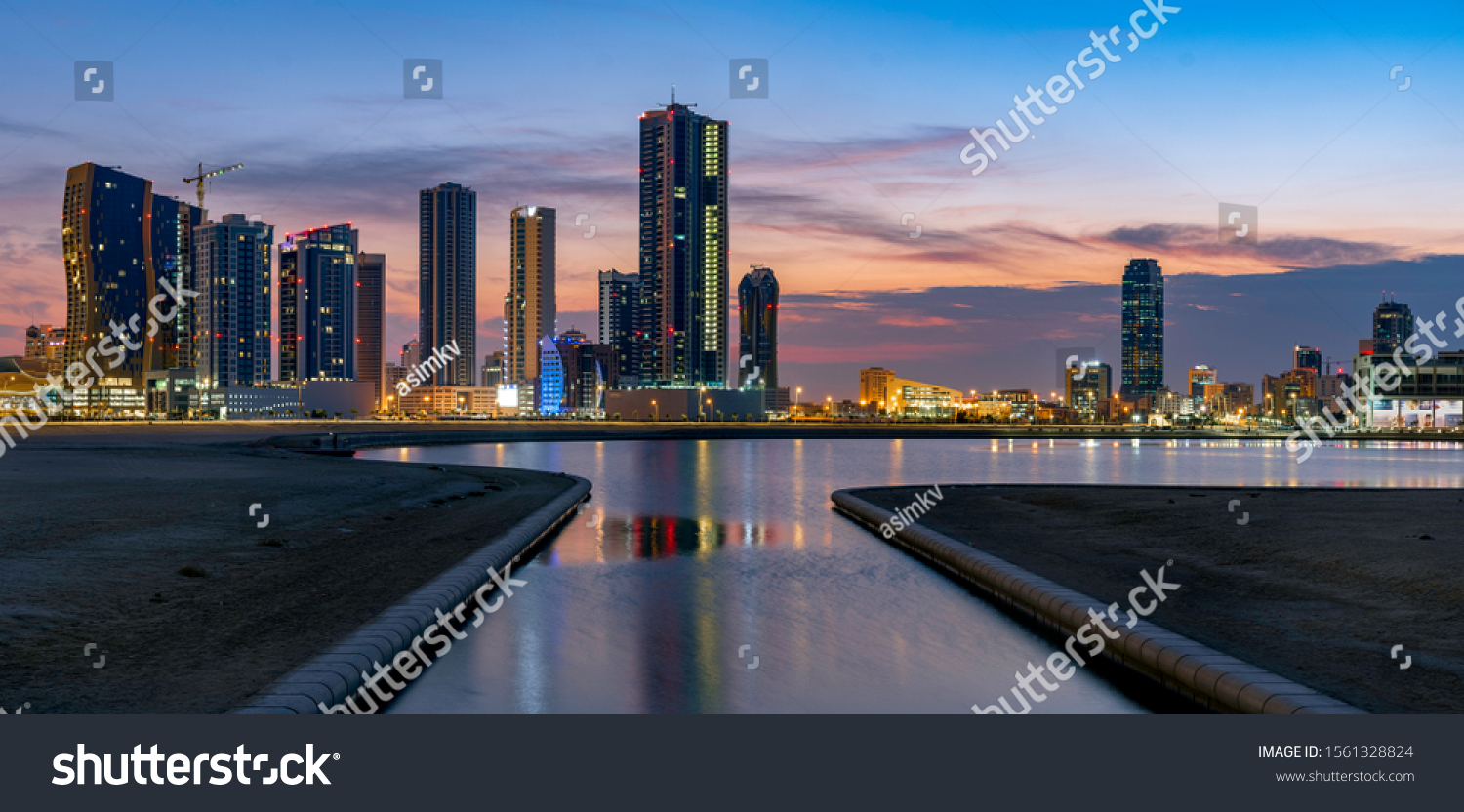Manama Seef Bahrain Sunset View Seef Stock Photo Edit Now 1561328824