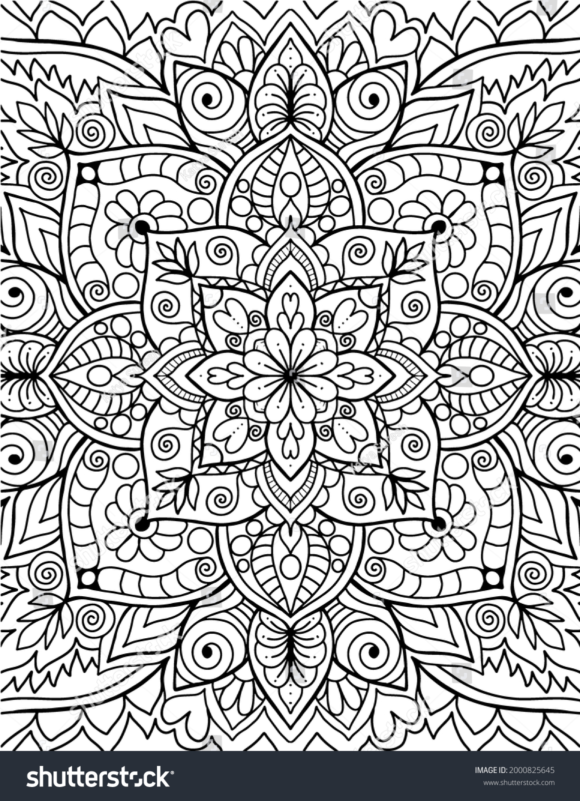 Mandala Adults Coloring Book Page Art Stock Illustration 2000825645