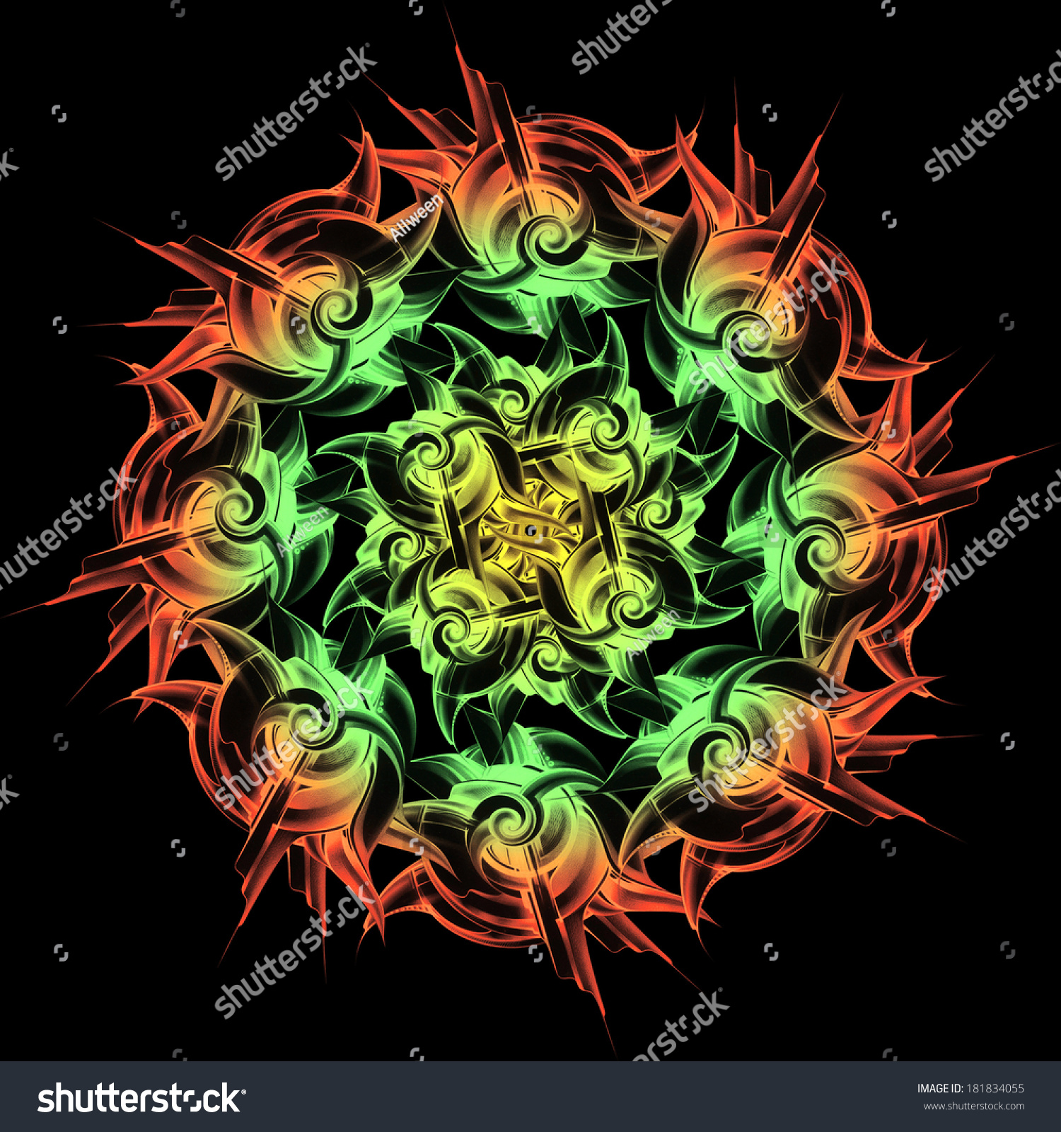 Download Mandala Color Abstract Background 3deffect Repetitive Stock Illustration 181834055