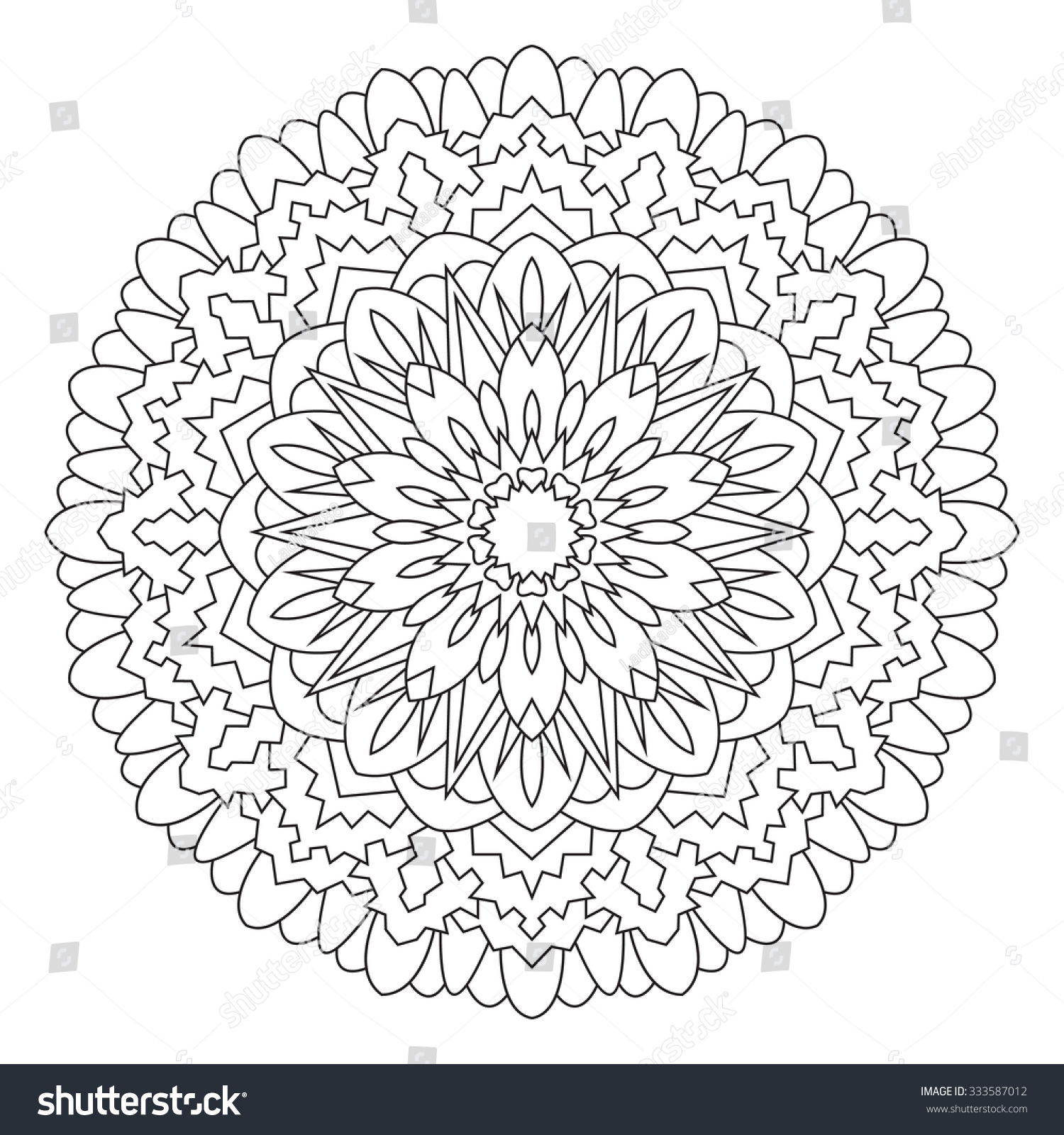 Mandala Painting Coloring Circular Symmetrical Pattern Stock ...