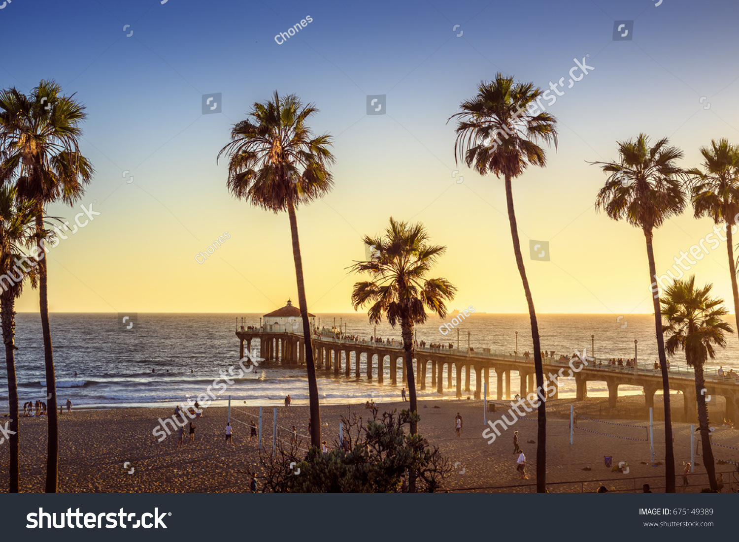 Manhattan Beach Pier Sunset Los Angeles Stock Photo (Edit Now) 675149389