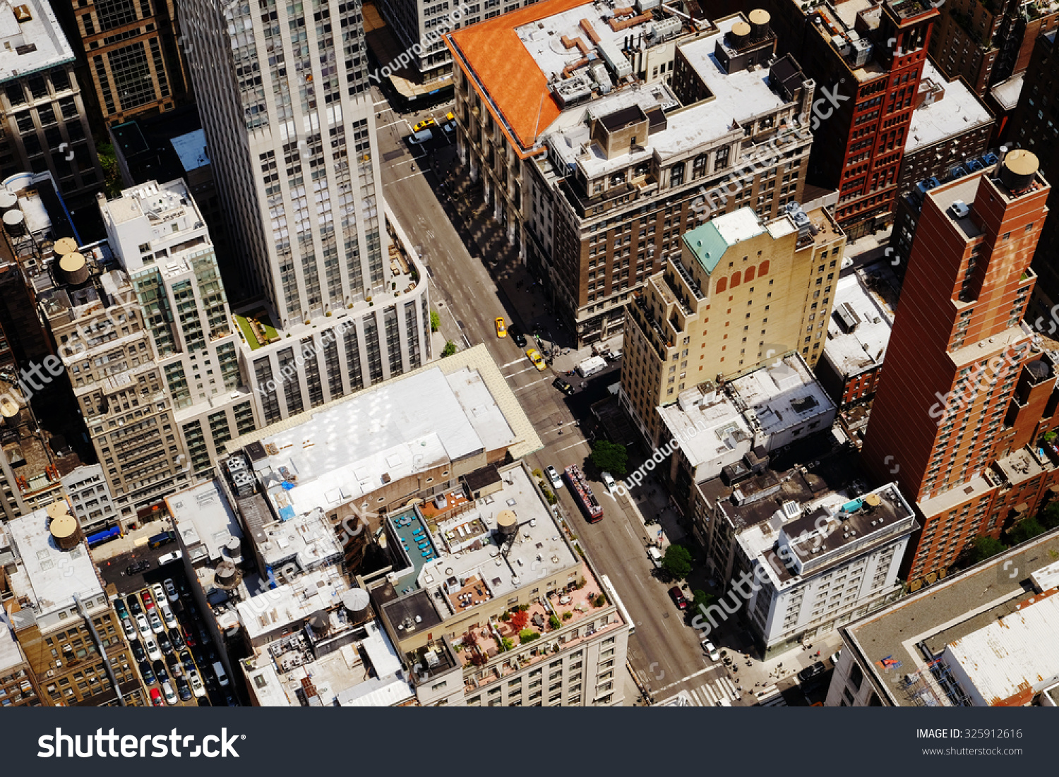 Manhattan Midtown Top View With Big Skyscrapers, New York City, Usa ...