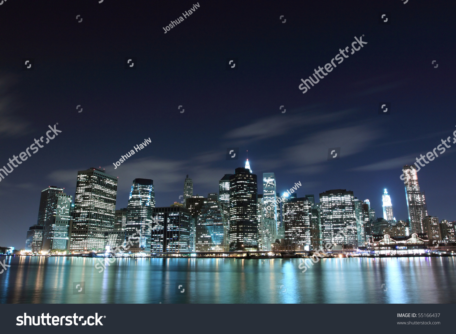 Manhattan Skyline At Night, New York City Stock Photo 55166437 ...