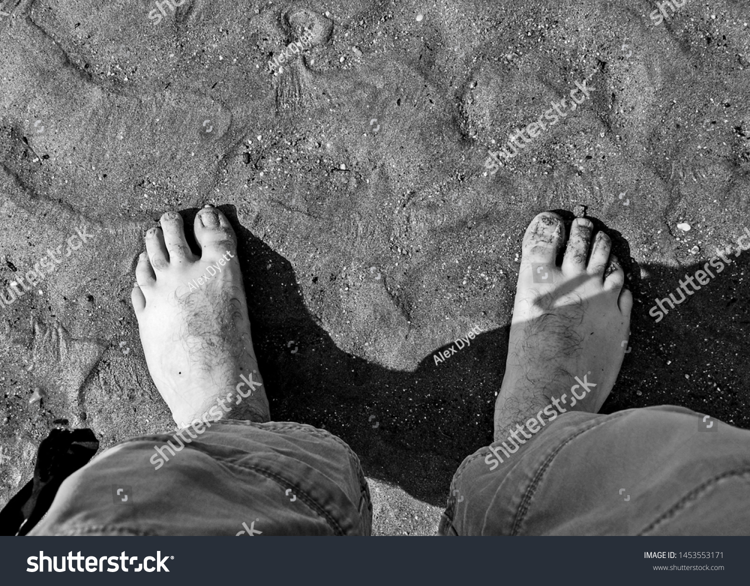 Mans Feet On Beach Barefoot Stock Photo Edit Now