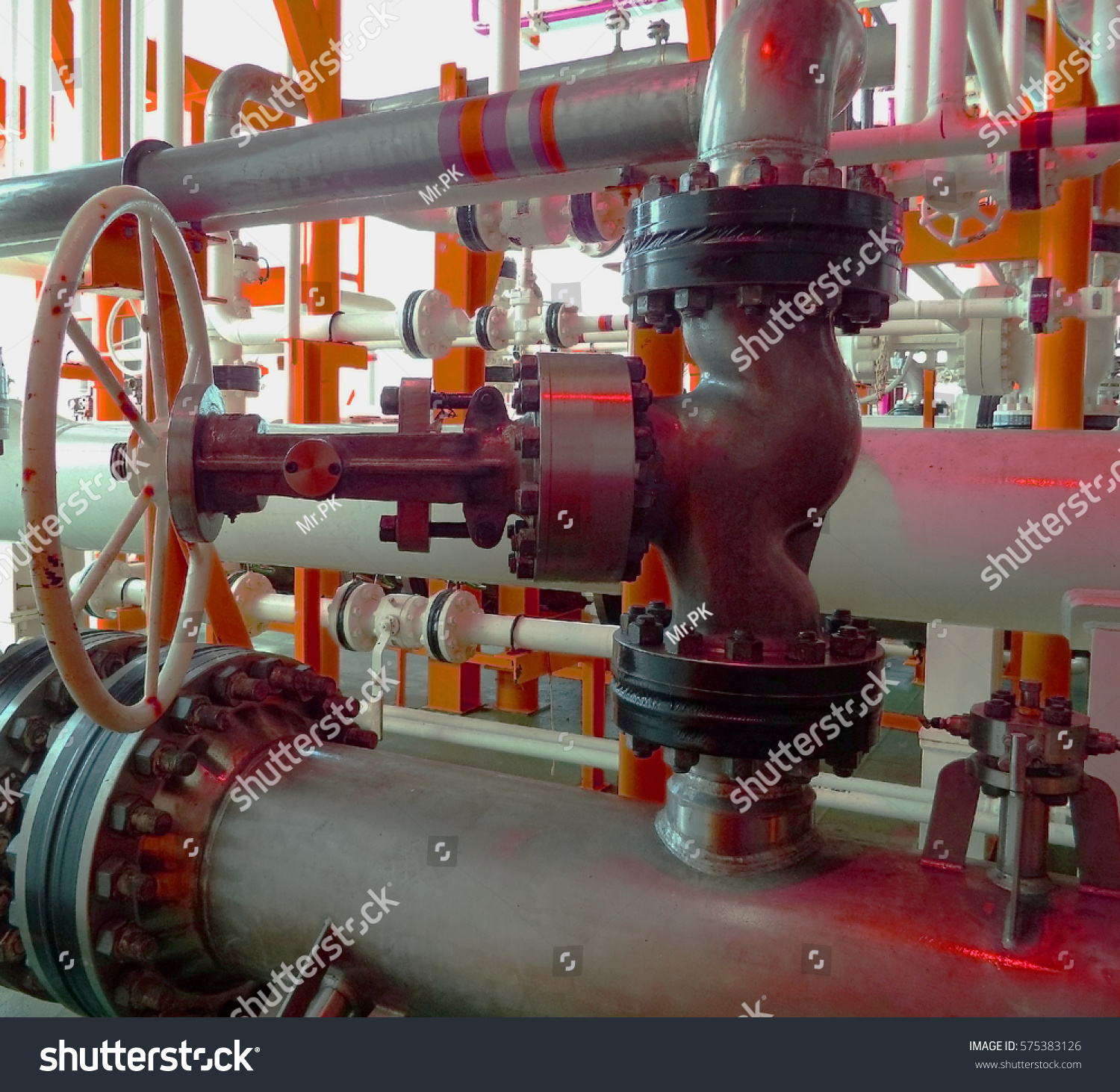 Manual Valve Operating Gas Flow Process Stock Photo 575383126