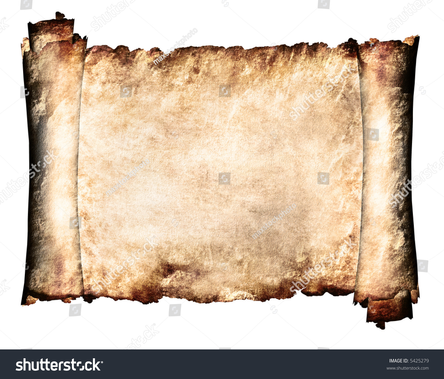 Manuscript Horizontal Burnt Rough Roll Parchment Stock Photo 5425279 ...