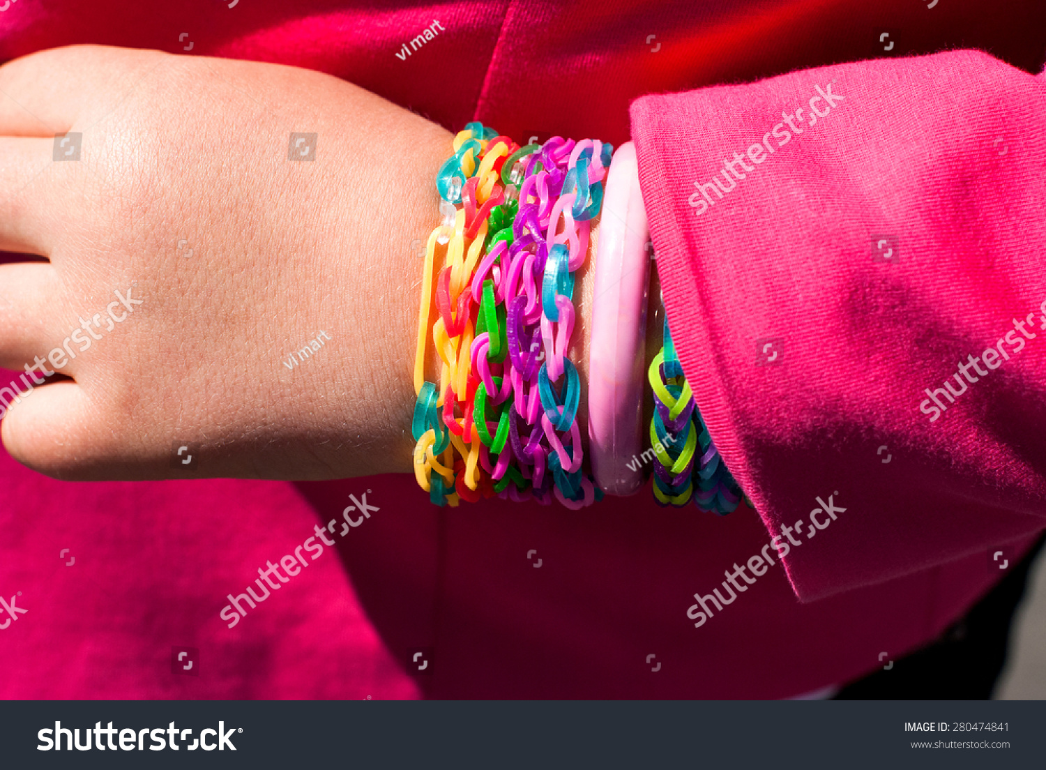 bright colored bracelets