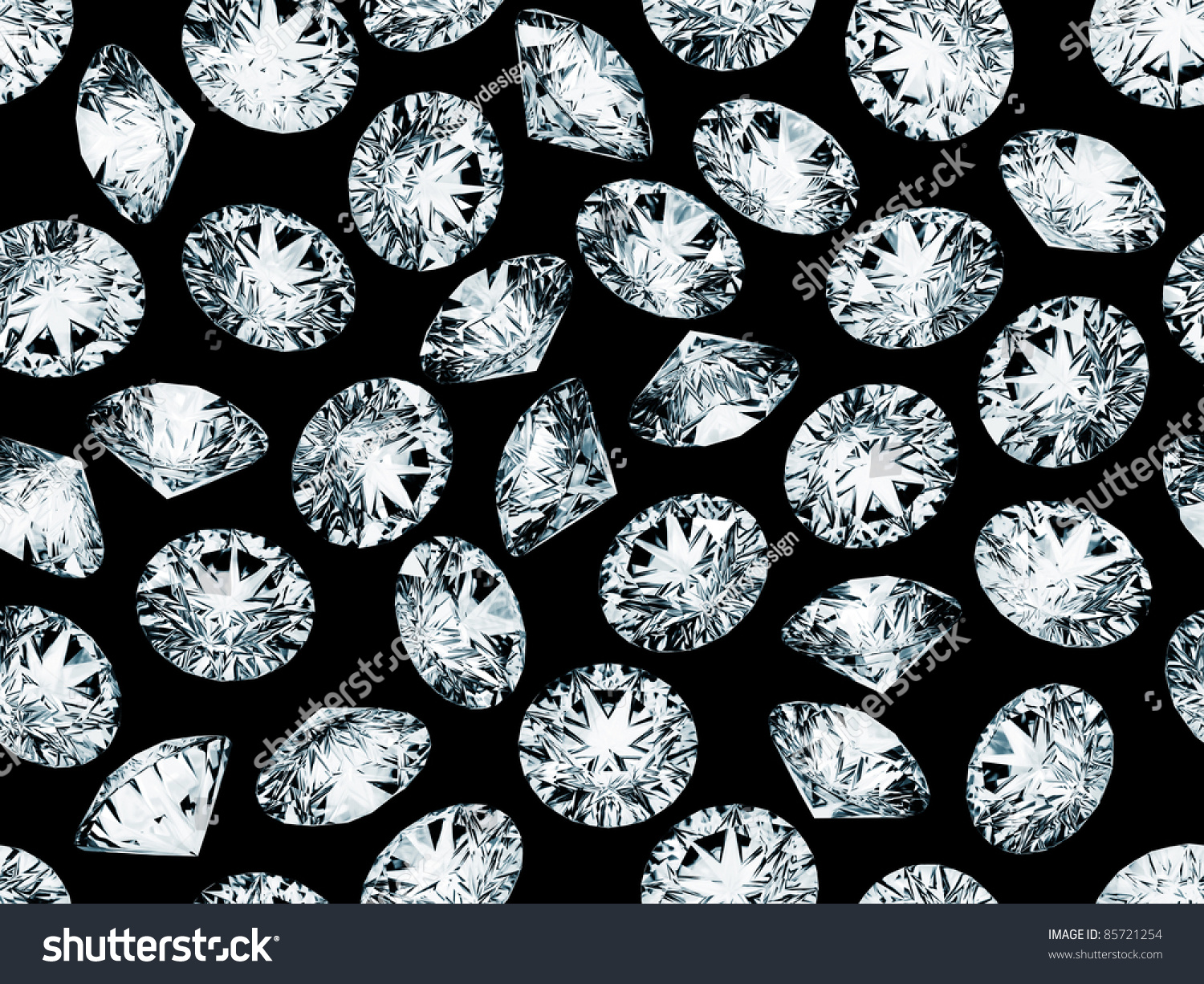 Many Diamonds Isolated Over Black, Seamless Background Stock Photo ...