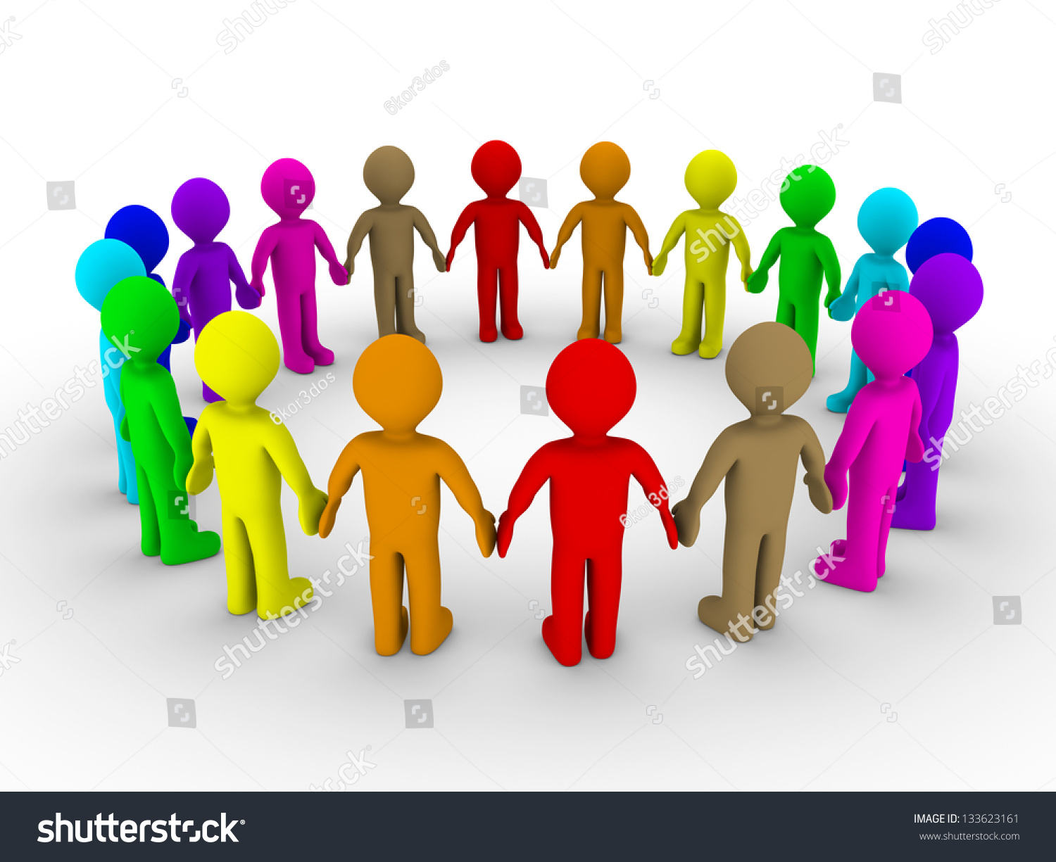 Many Different Colored People Form Circle Stock Illustration 133623161 ...