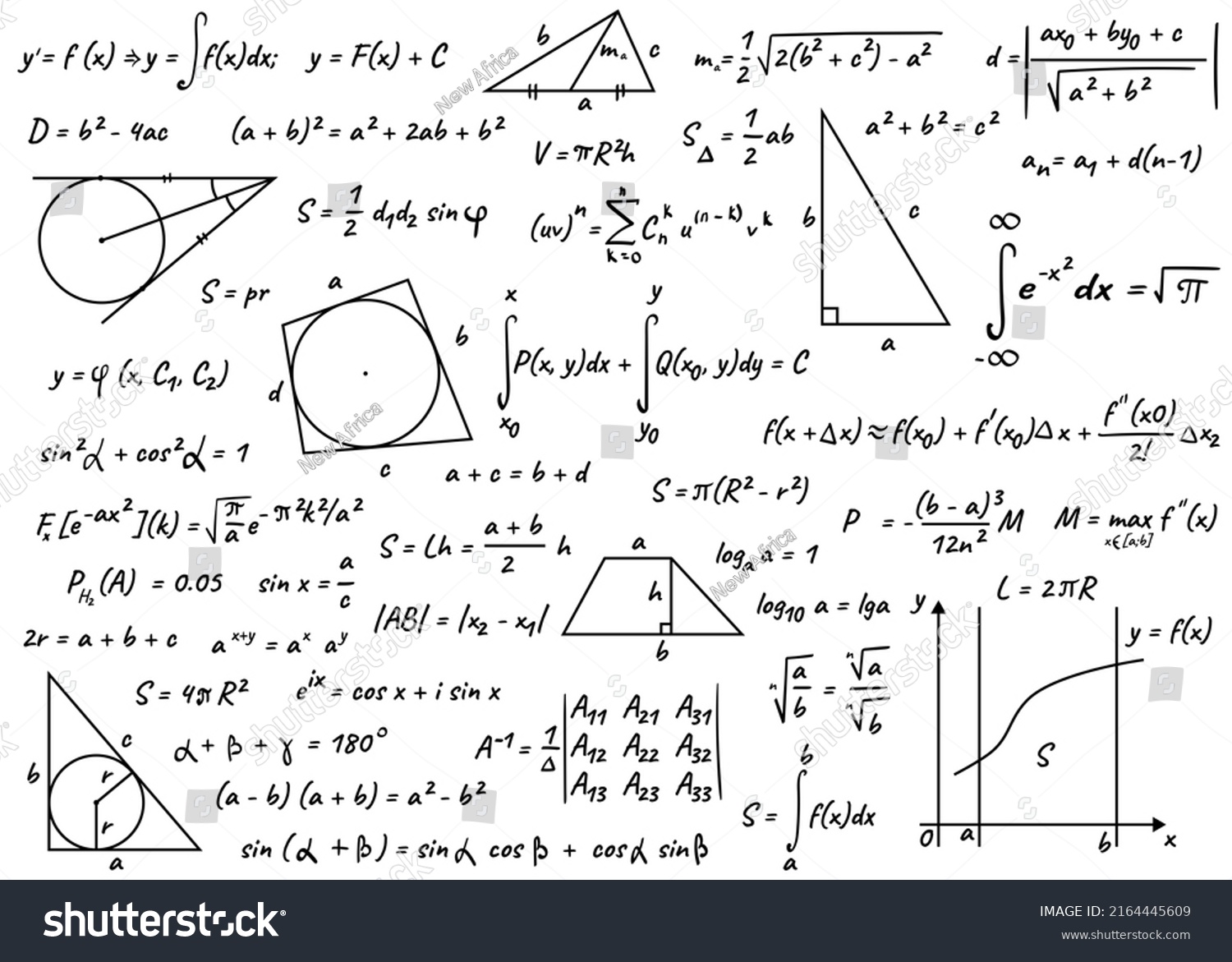 Many Different Math Formulas On White Stock Illustration 2164445609 ...