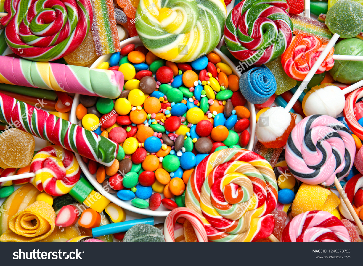 Many Different Yummy Candies Background Top Stock Photo (Edit Now) 1246378753