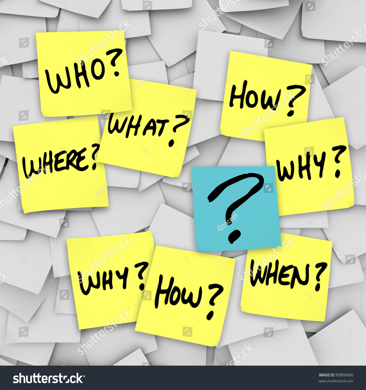Many Sticky Notes Questions Like Who Stock Illustration 80896000 ...