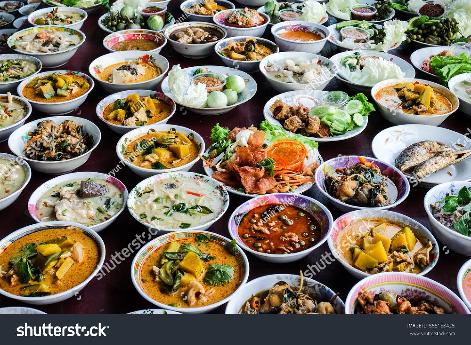 Many Variety Various Thai Food Full Stock Photo Edit Now