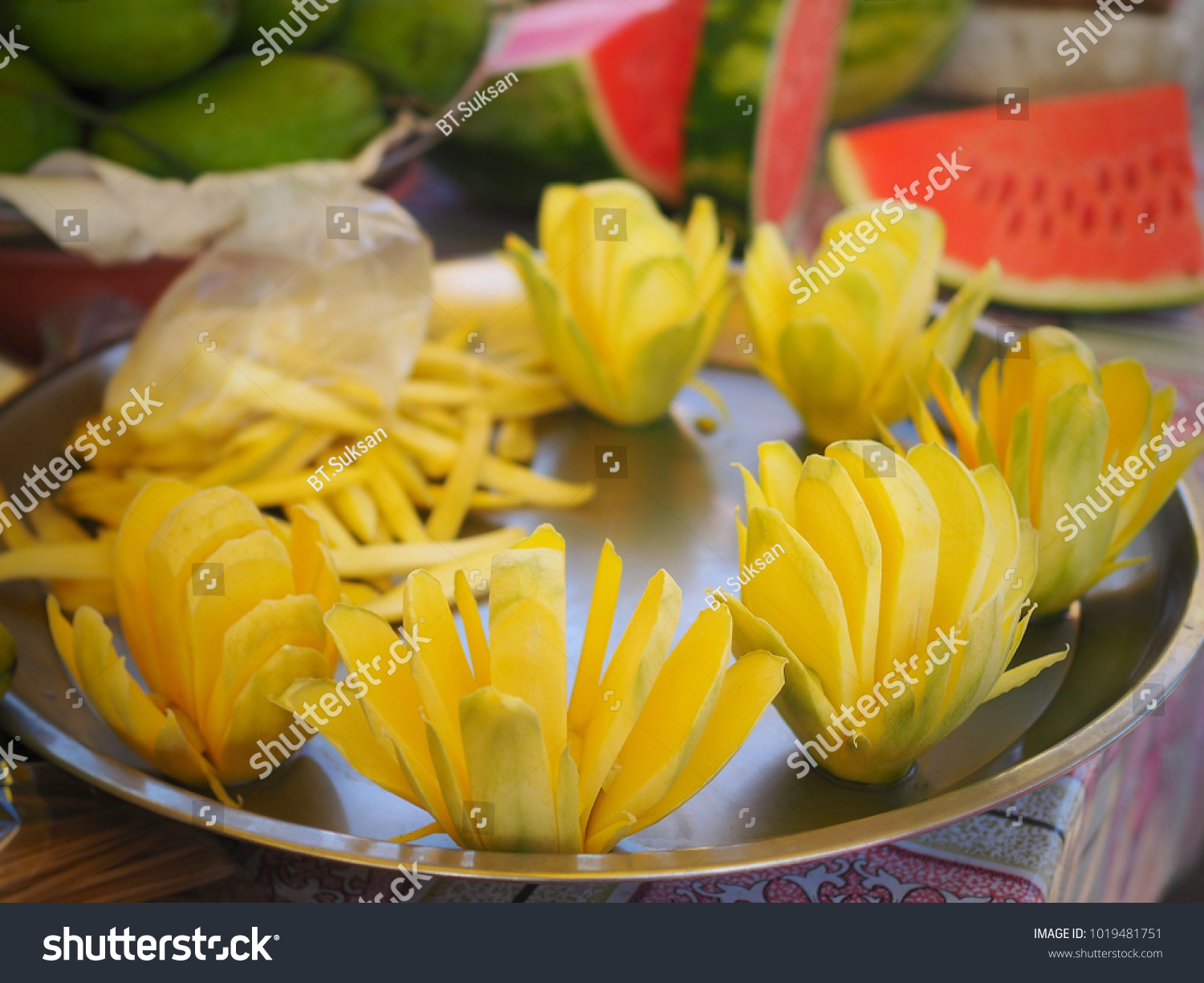 Download Many Yellow Mangoes Sliced On Tray Stock Photo Edit Now 1019481751 PSD Mockup Templates