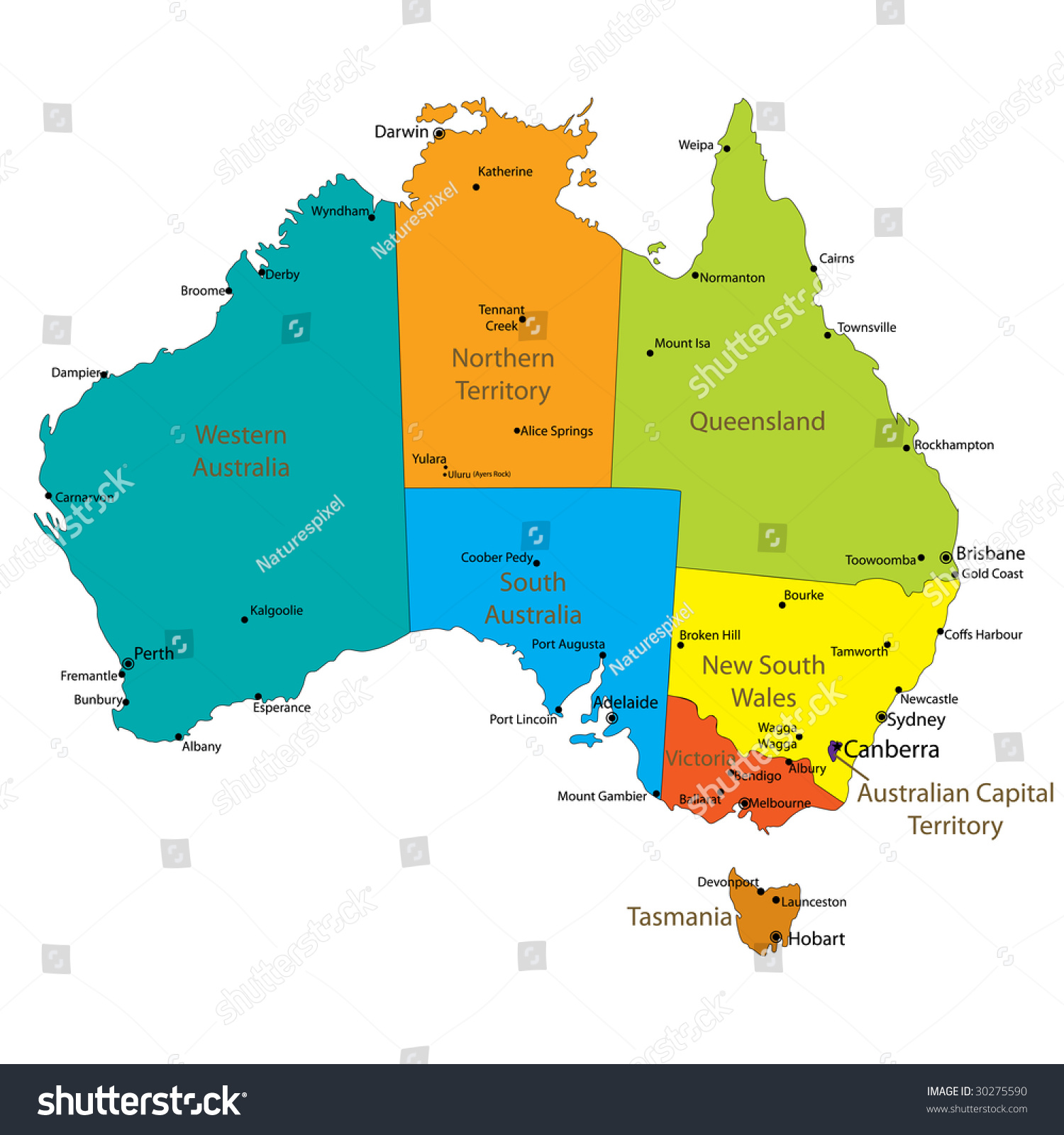 Map Of Australia With Towns And Cities - DIAAAART