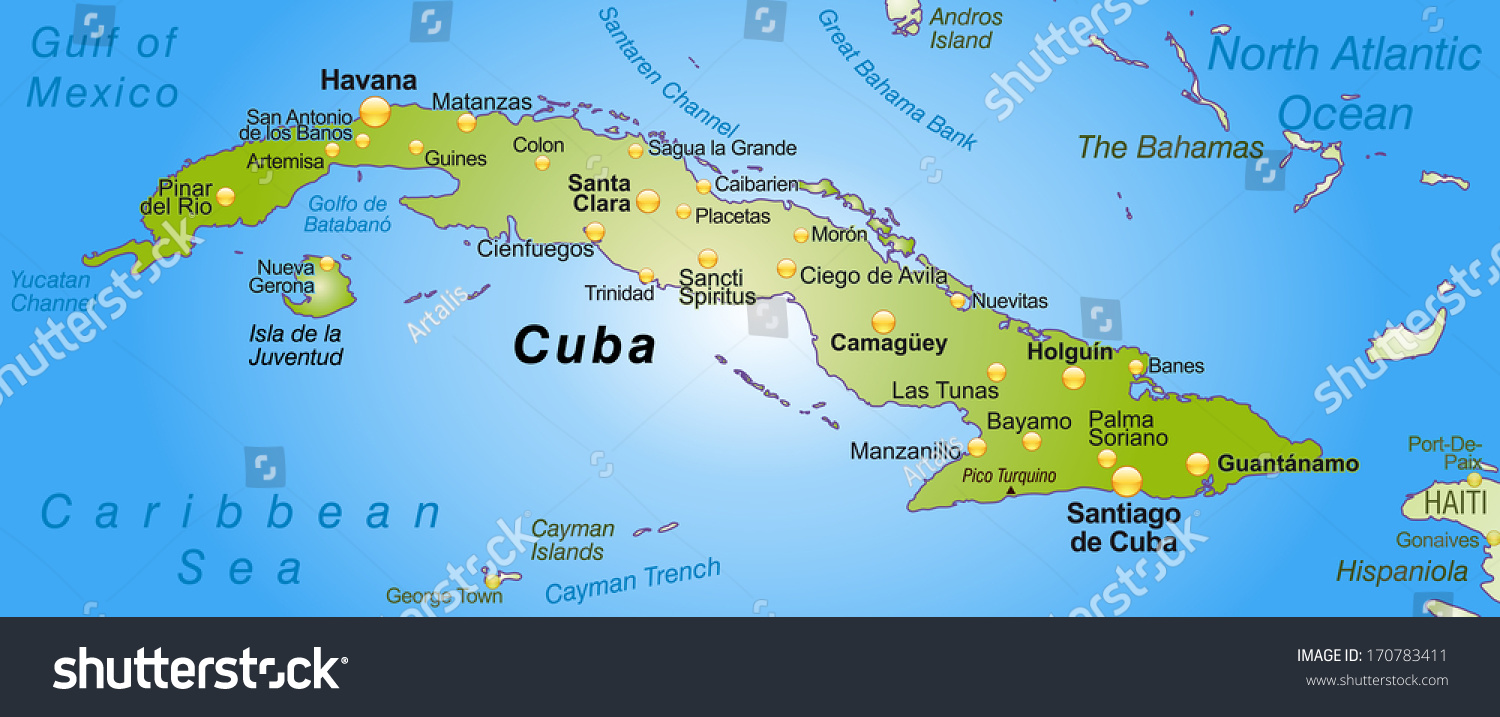 Map Cuba Overview Map Green Stock Illustration 170783411