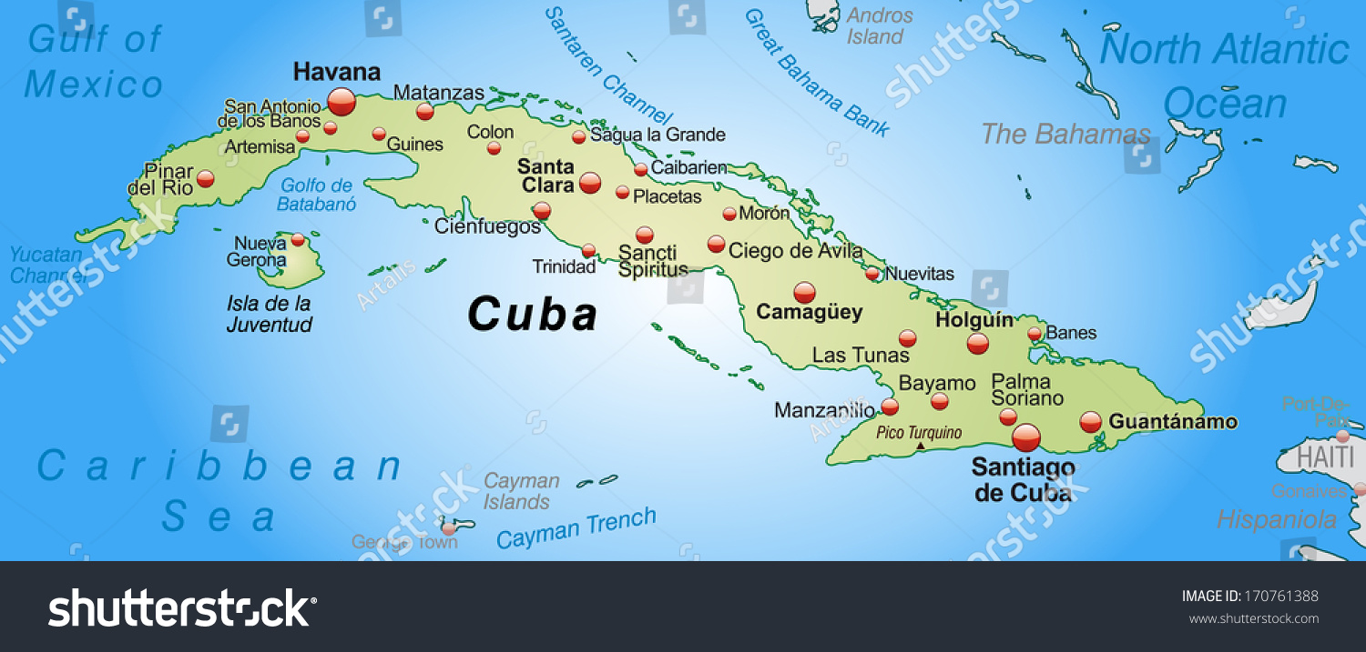 Map Cuba Overview Map Pastel Green Stock Illustration 170761388 ...