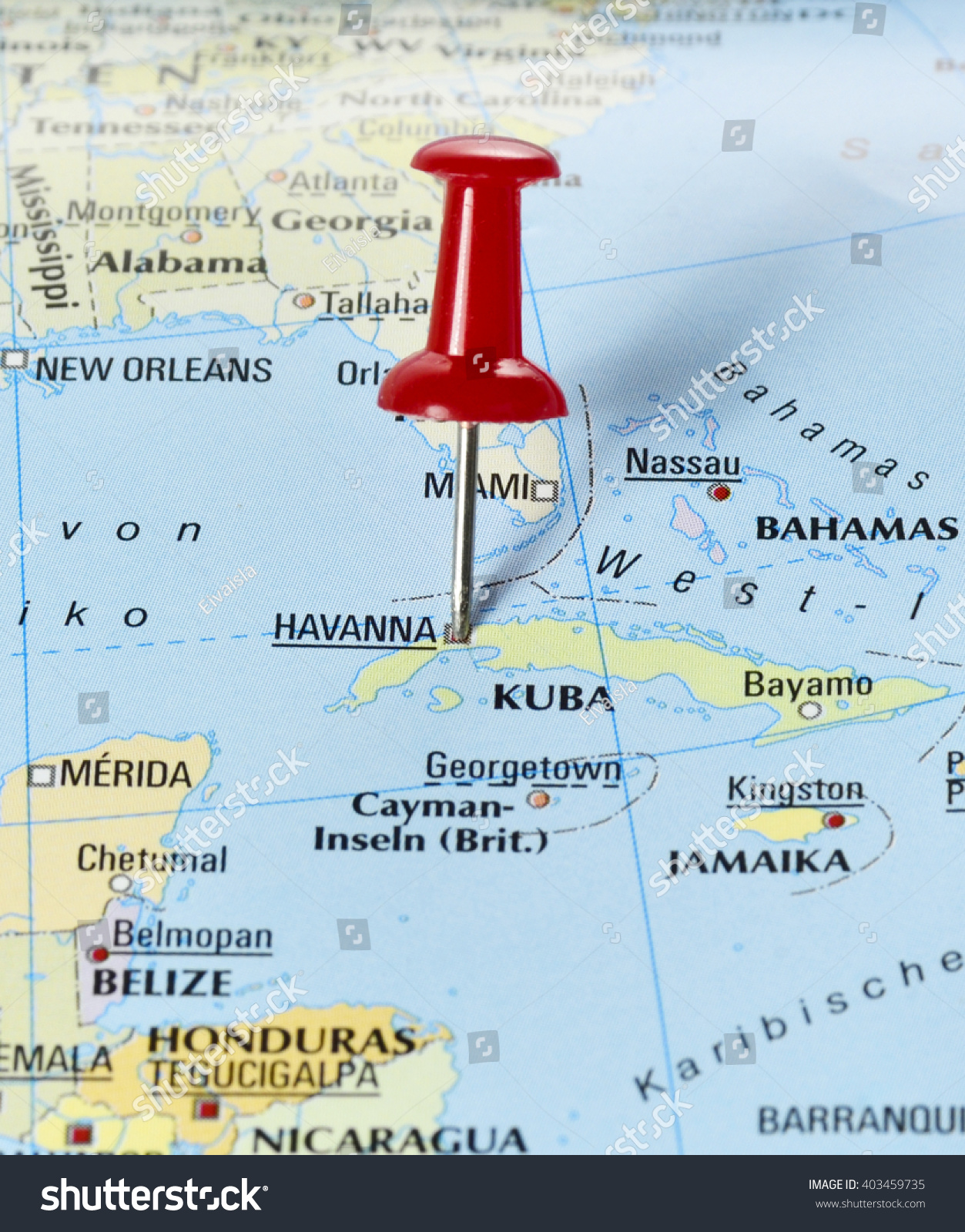 Map Cuba Pin Set On Havana Stock Photo Edit Now