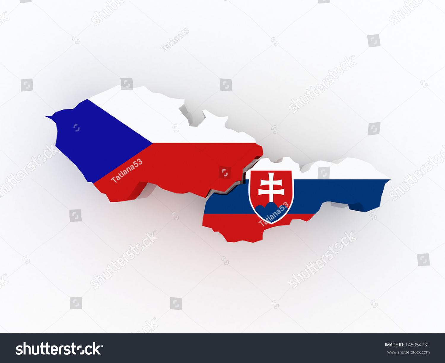 Stock Photo Map Of Czech Republic And Slovakia D 145054732 