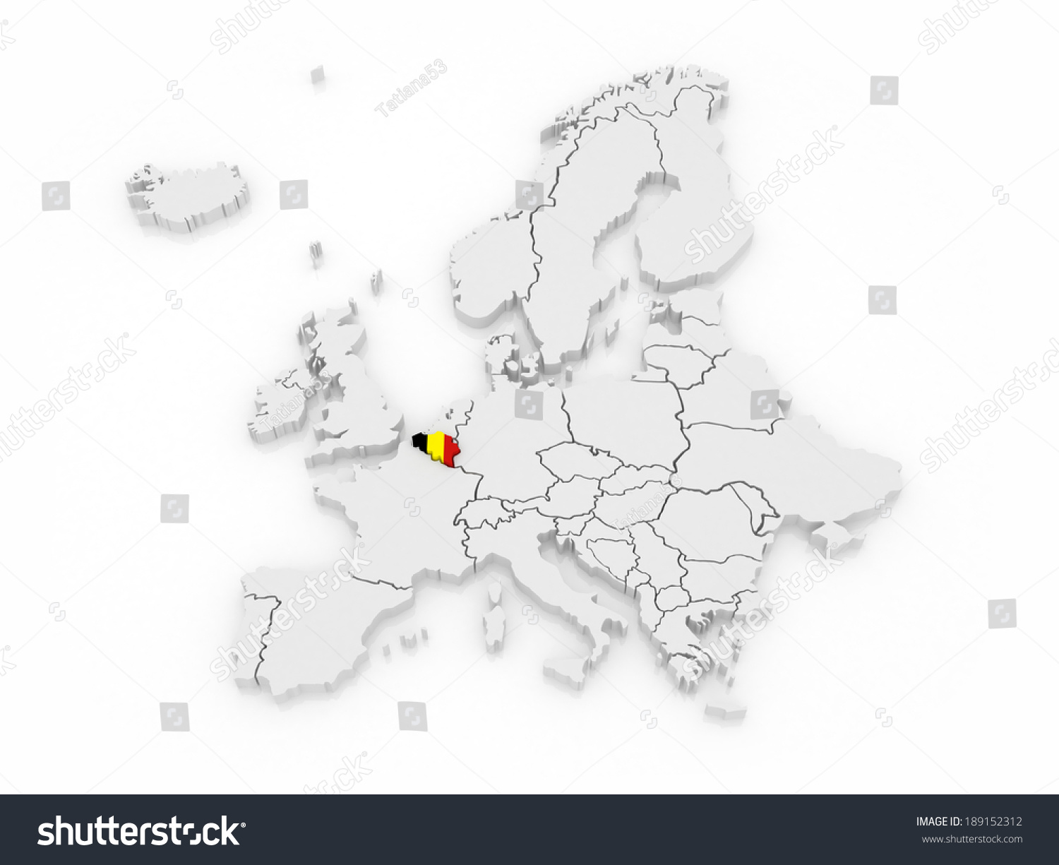 map of europe and belgium 3d