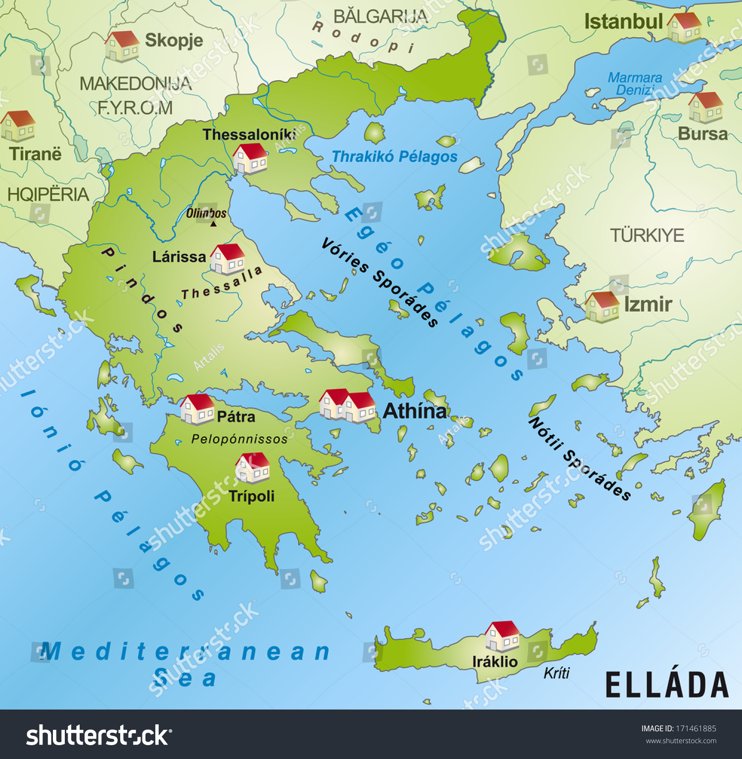 Map Greece Infographic Green Stock Illustration 171461885
