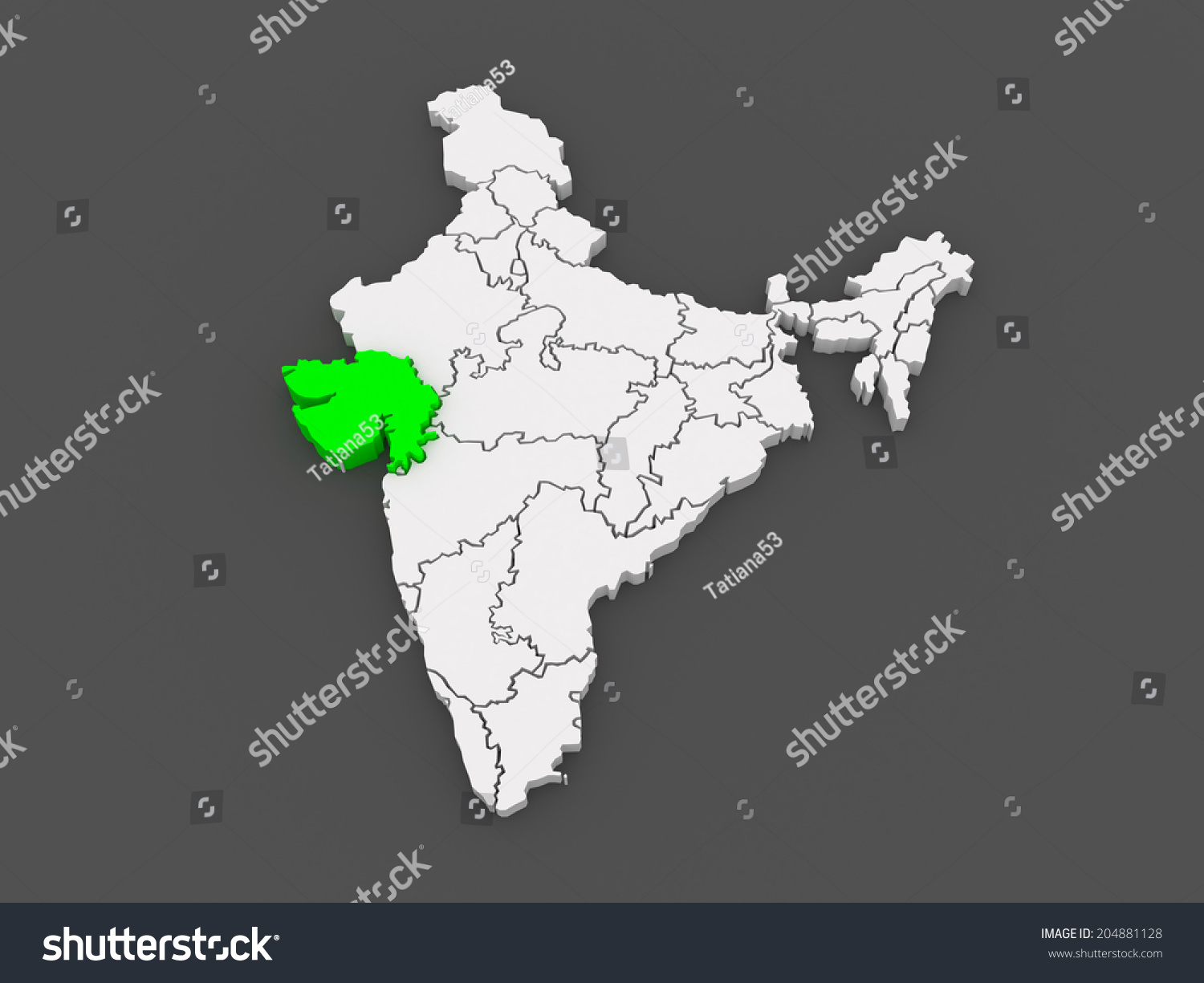 Map Gujarat India 3d Stock Illustration 204881128 | Shutterstock