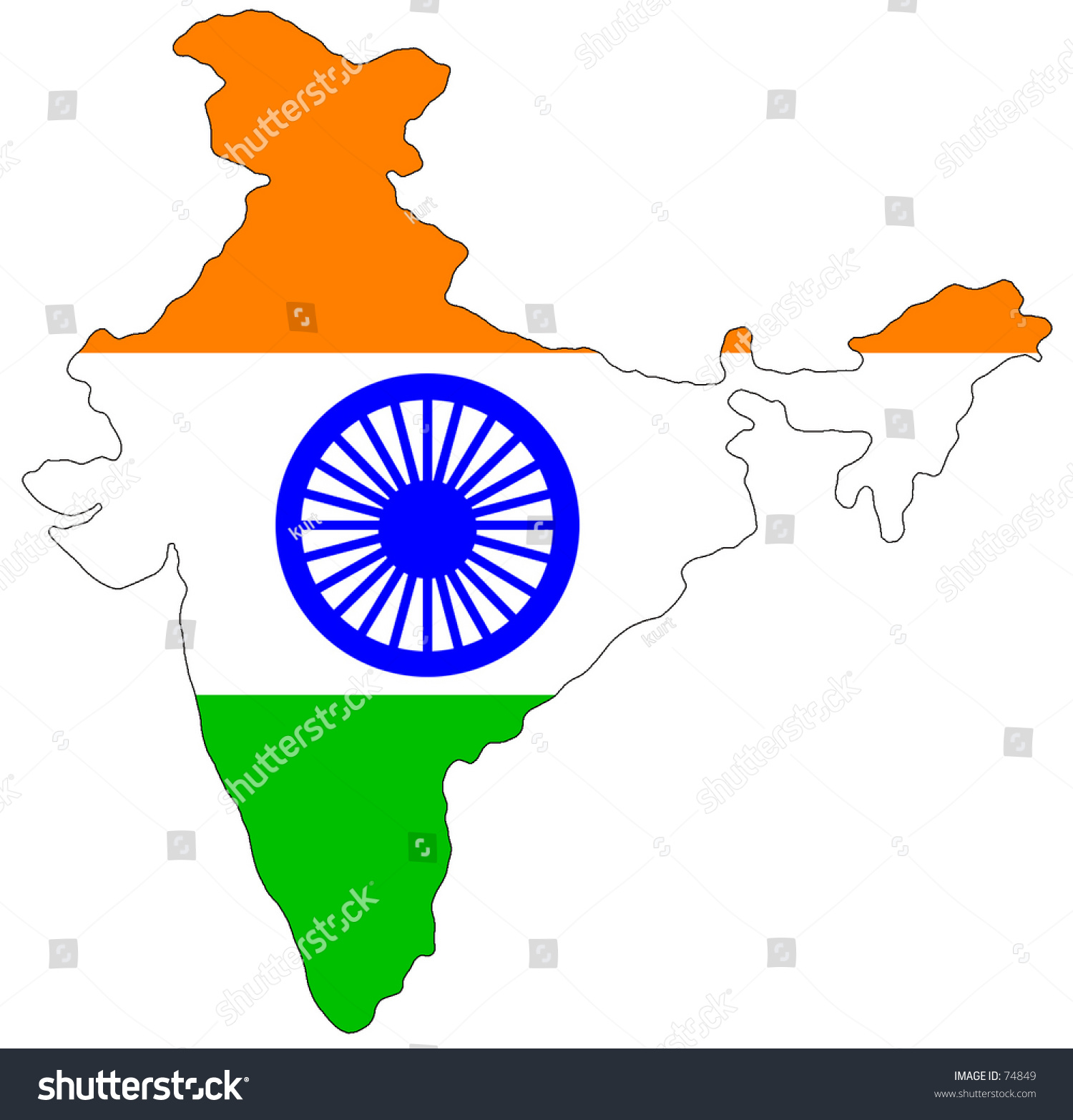 Map India Filled Plain Indian Flag Stock Illustration 74849