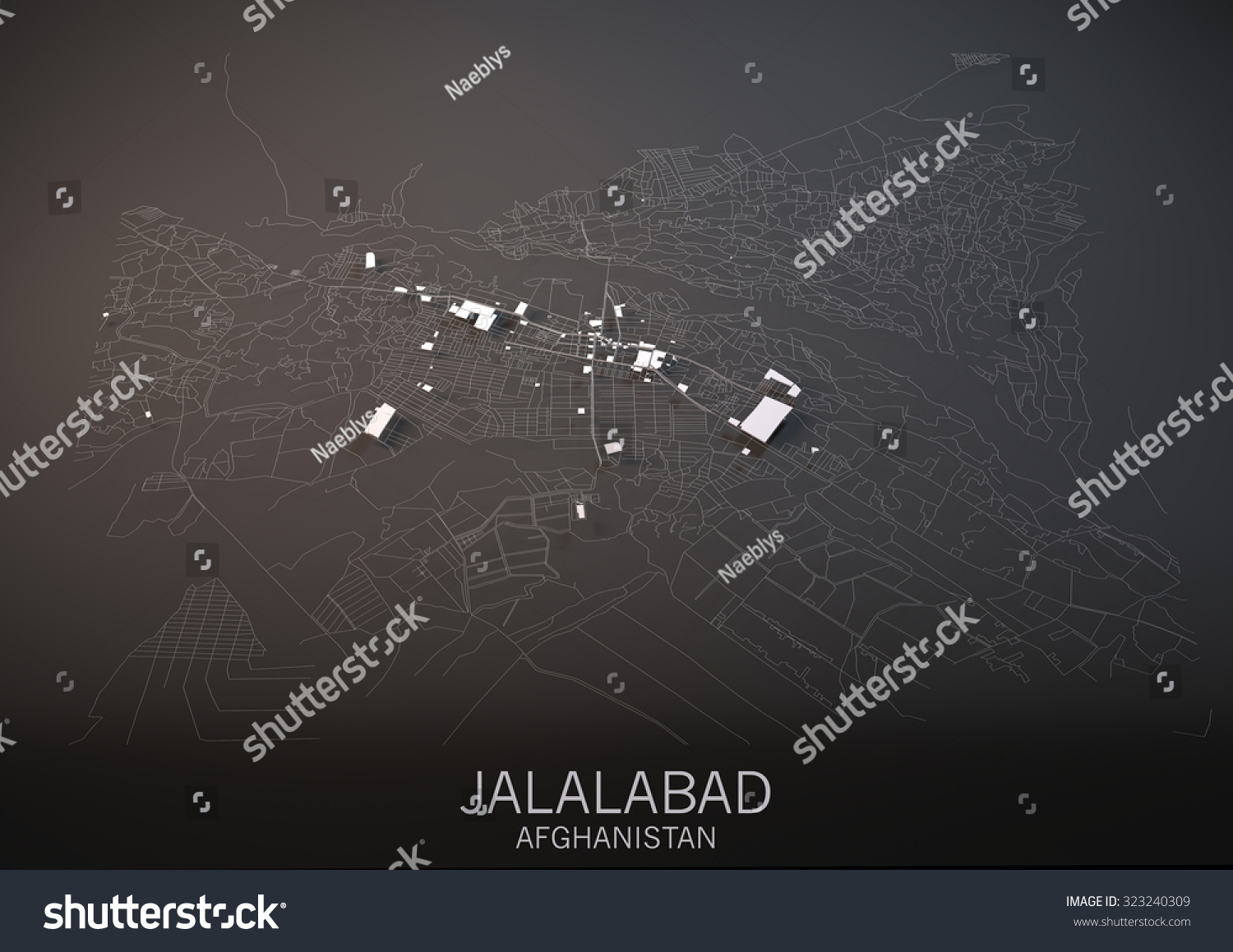 Stock Photo Map Of Jalalabad Afghanistan Satellite View Map In D 323240309 