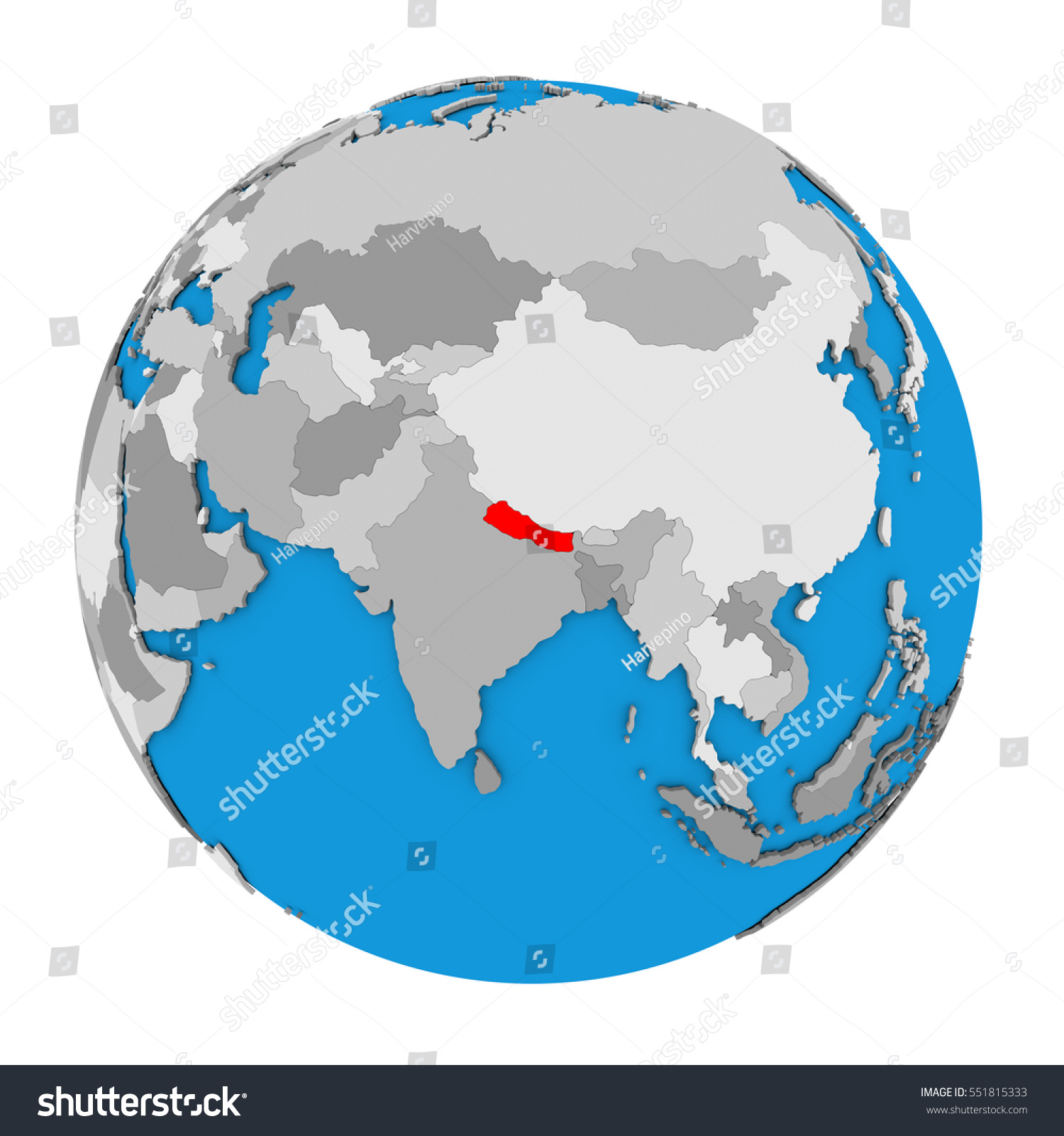 World Map Showing Nepal Map Nepal Highlighted Red On Globe Stock Illustration 551815333 |  Shutterstock