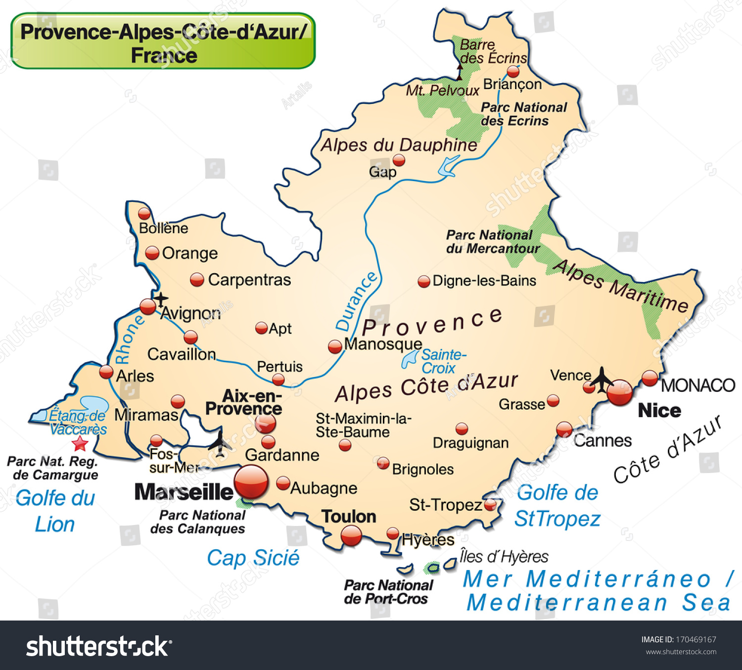 Map Provencealpescote D Azur Overview Map Stock Illustration 170469167 ...