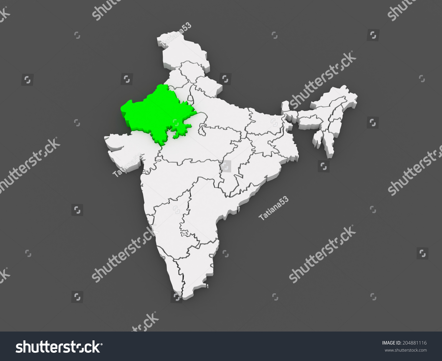 Map Rajasthan India 3d Stock Illustration 204881116 | Shutterstock