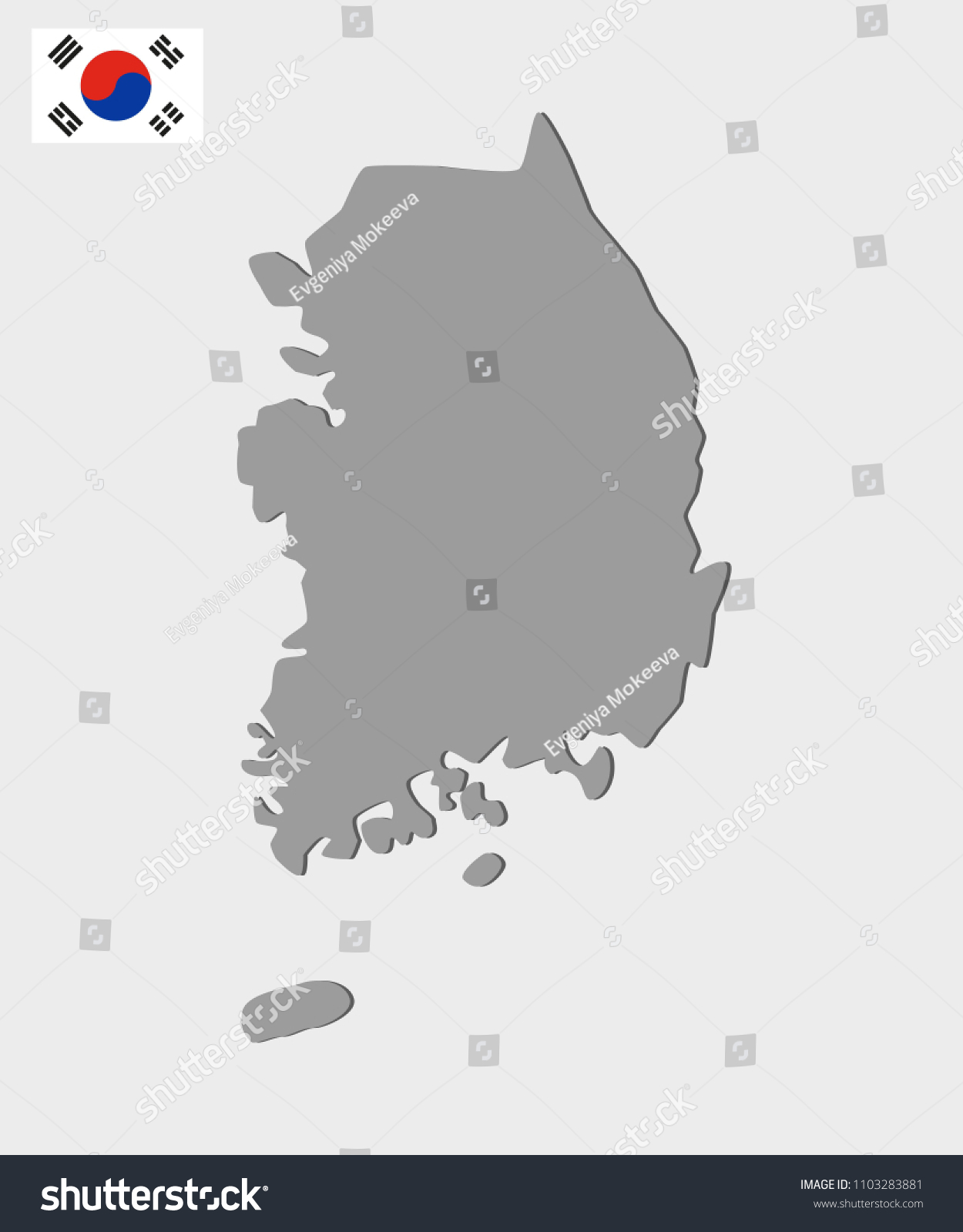 Map South Korea On White Background Stock Illustration 1103283881