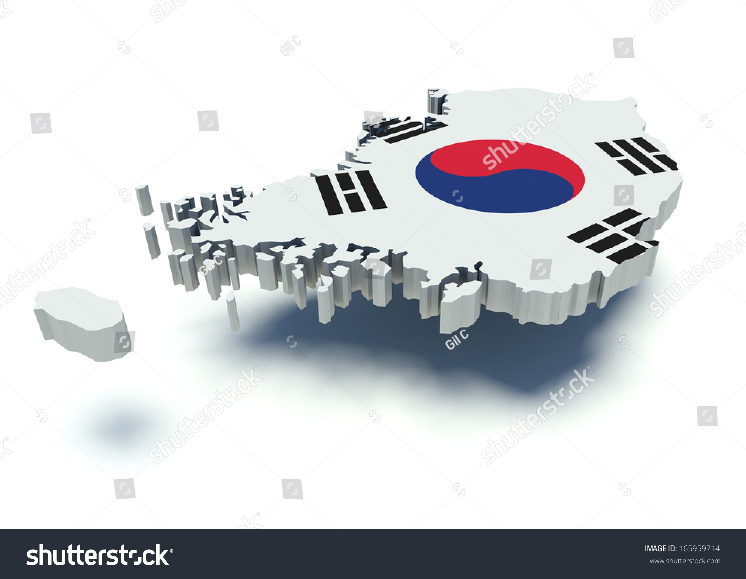 South Korea 3d Map Map South Korea Flag Colors 3D Stock Illustration 165959714 | Shutterstock