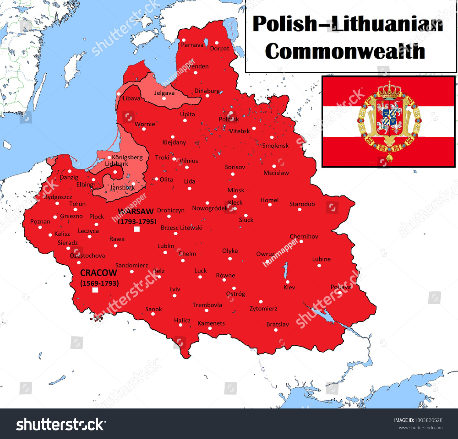 Polish Lithuanian Commonwealth Images Stock Photos Vectors   Stock Photo Map Of The Polish Lithuanian Commonwealth 1803820528 