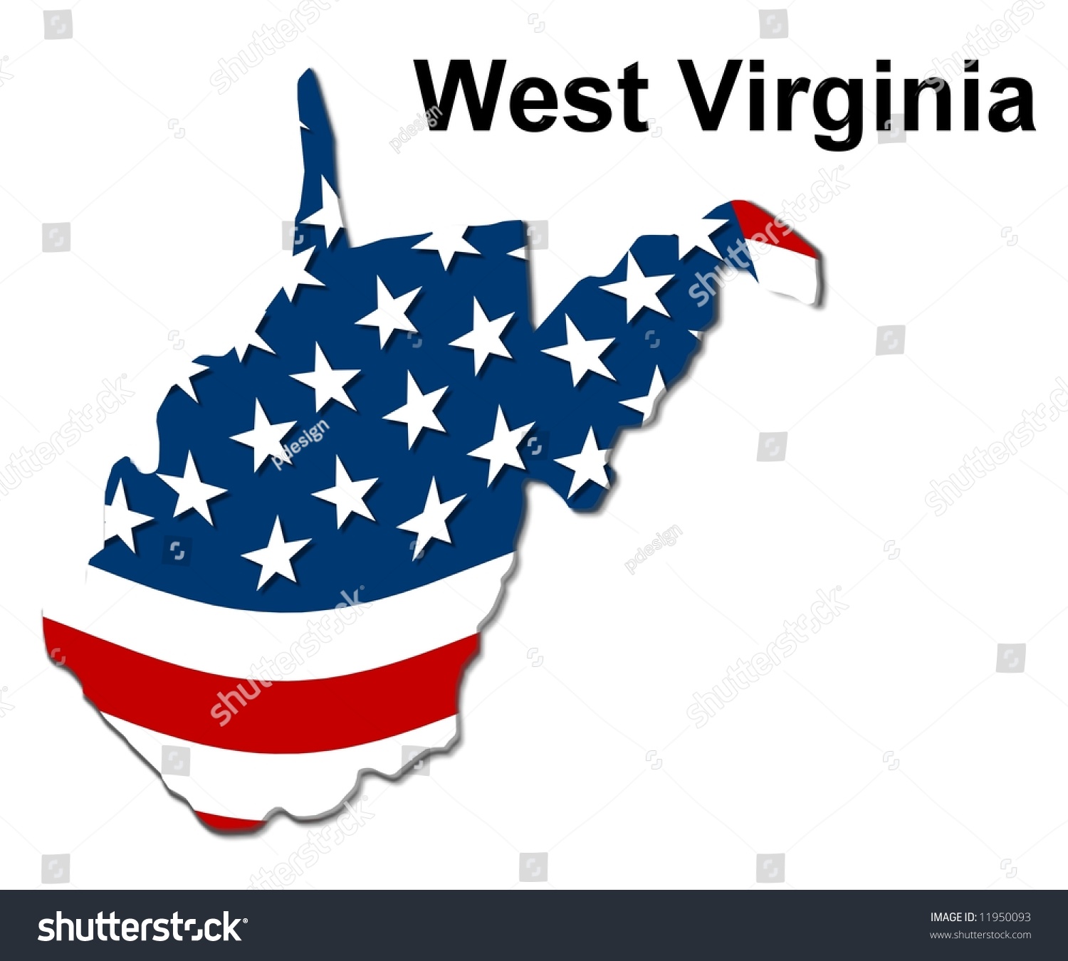 Map State West Virginia American Flag Stock Illustration 11950093 ...